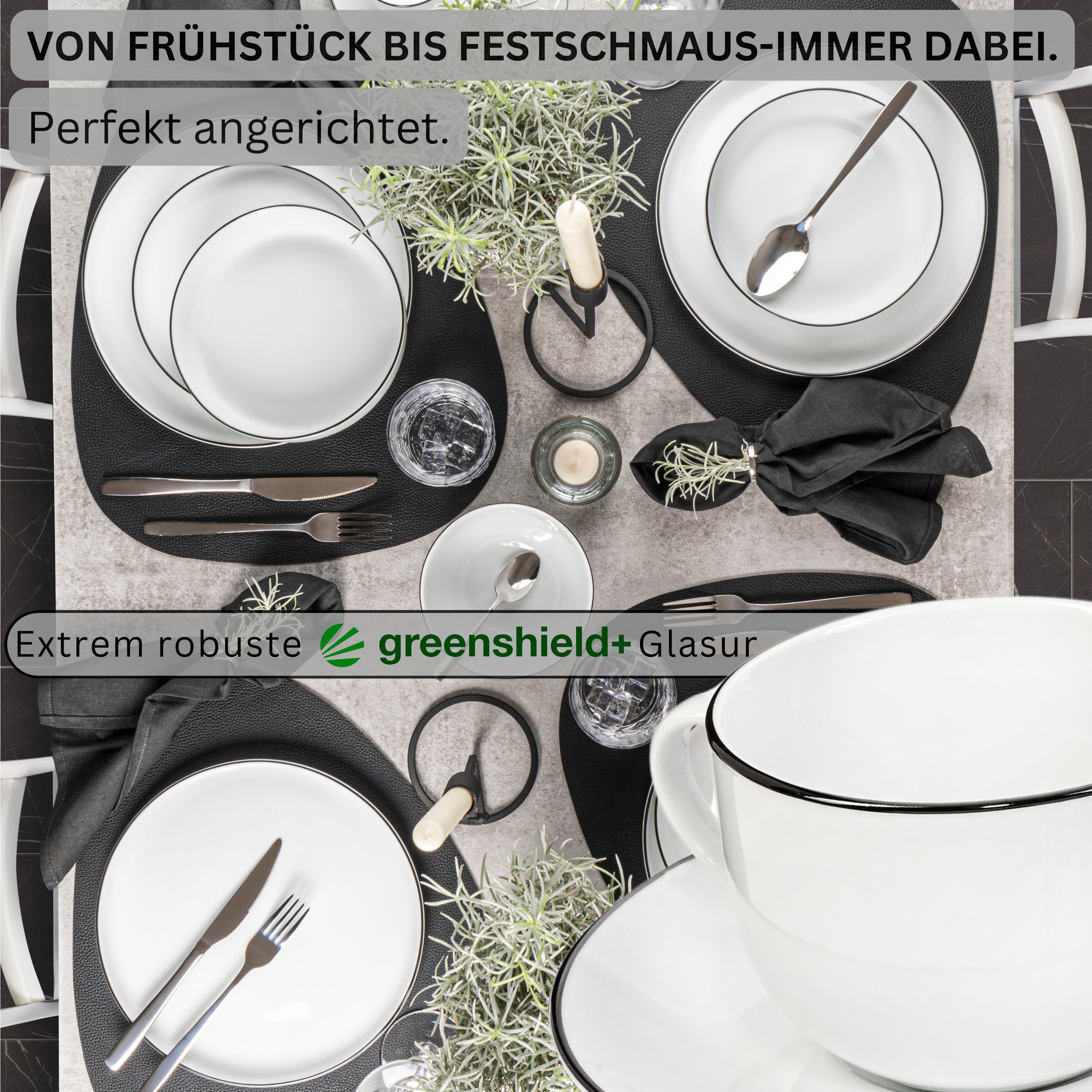 SÄNGER Porzellan Kaffeetassen Set Marlo Black Rim Limited Edition 12-teilig für 6 Personen