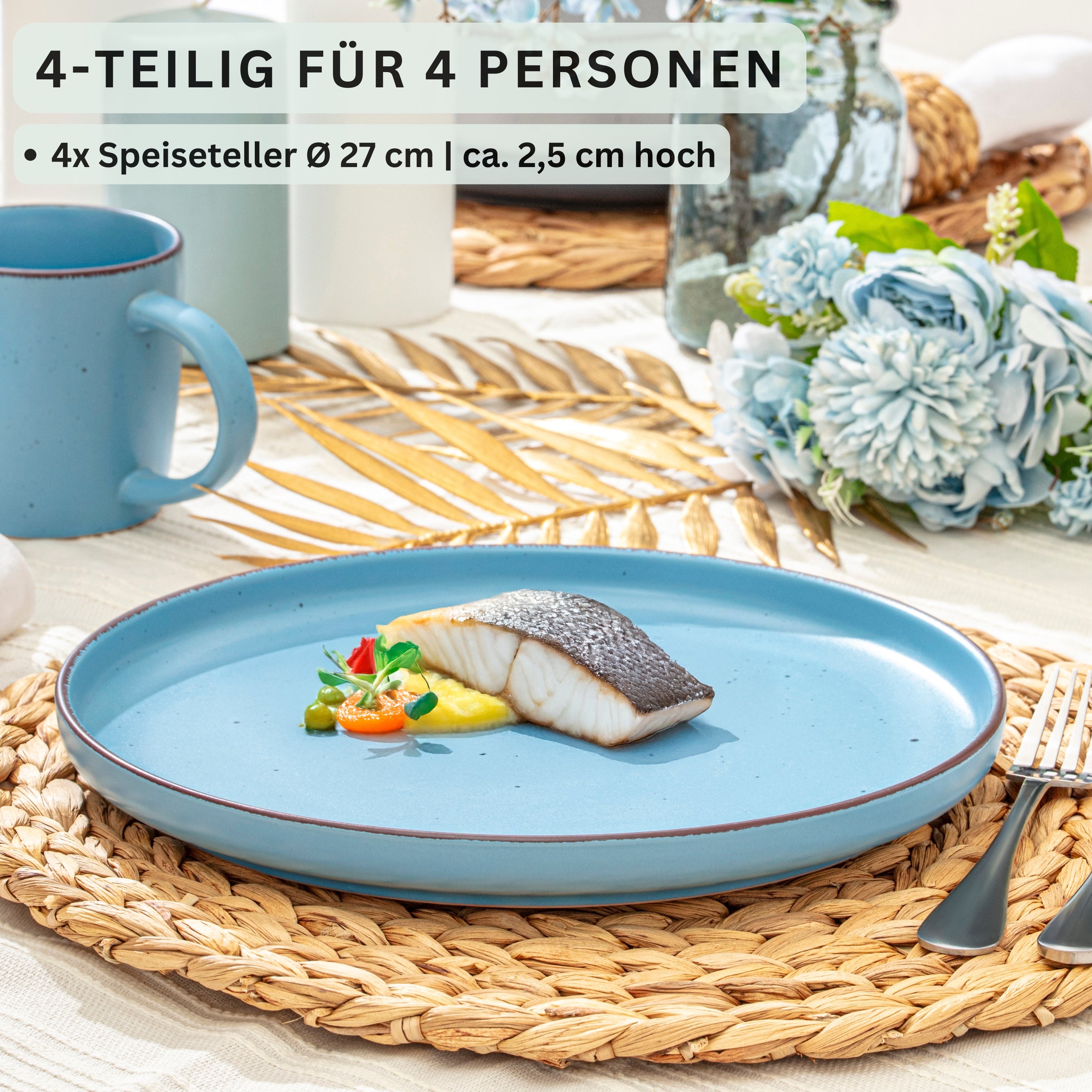 SÄNGER Steingut Speiseteller Bombay Sky Shades 4 teilig