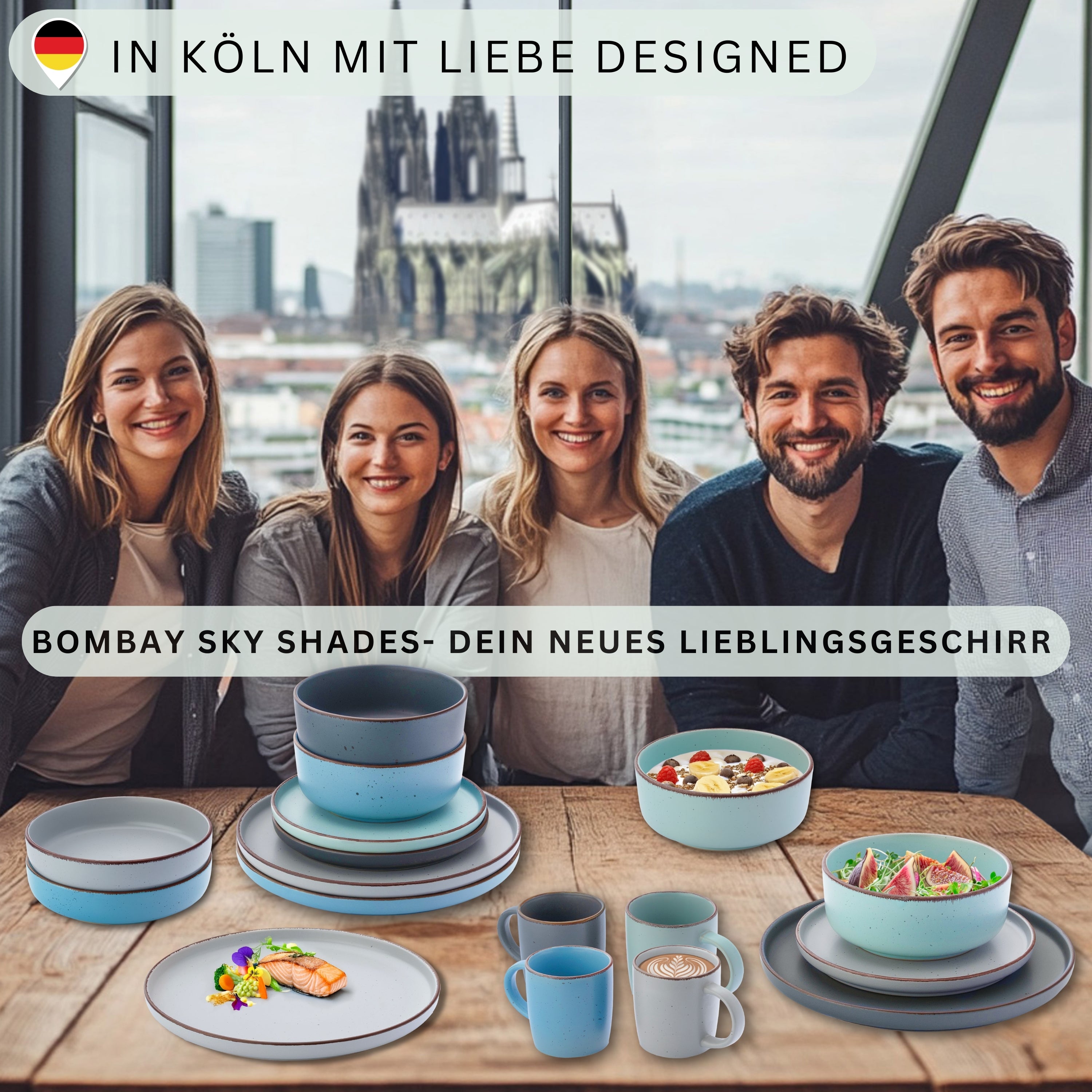 SÄNGER Steingut Speiseteller Bombay Sky Shades 4 teilig