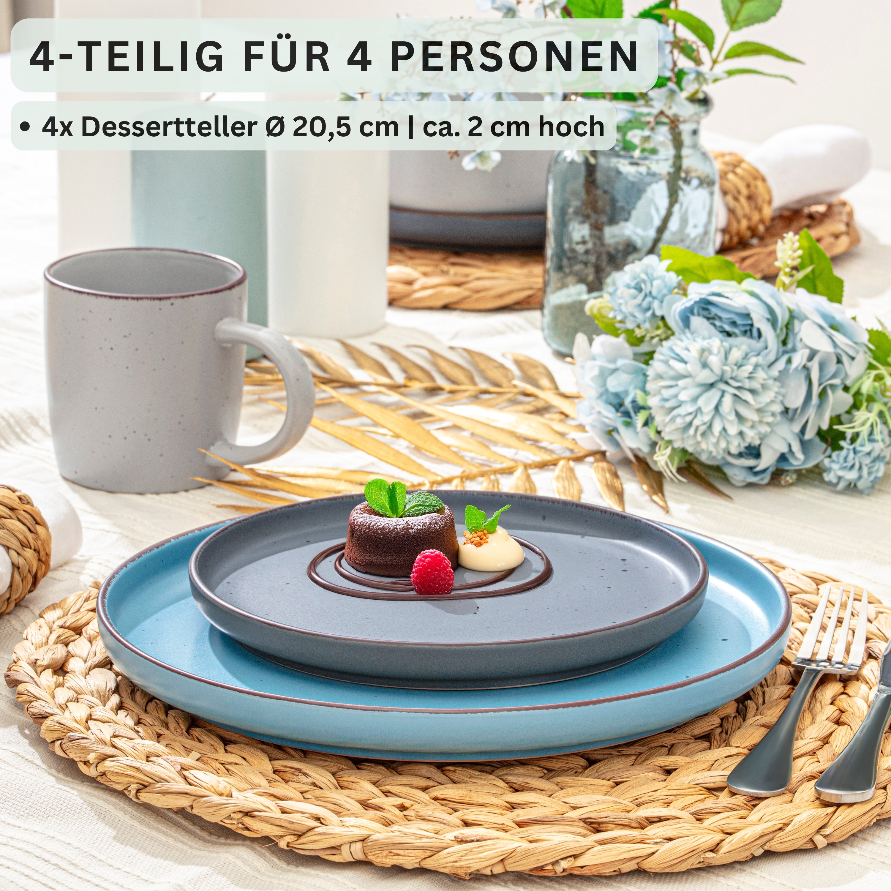SÄNGER Steingut Dessertteller Bombay Sky Shades 4 teilig