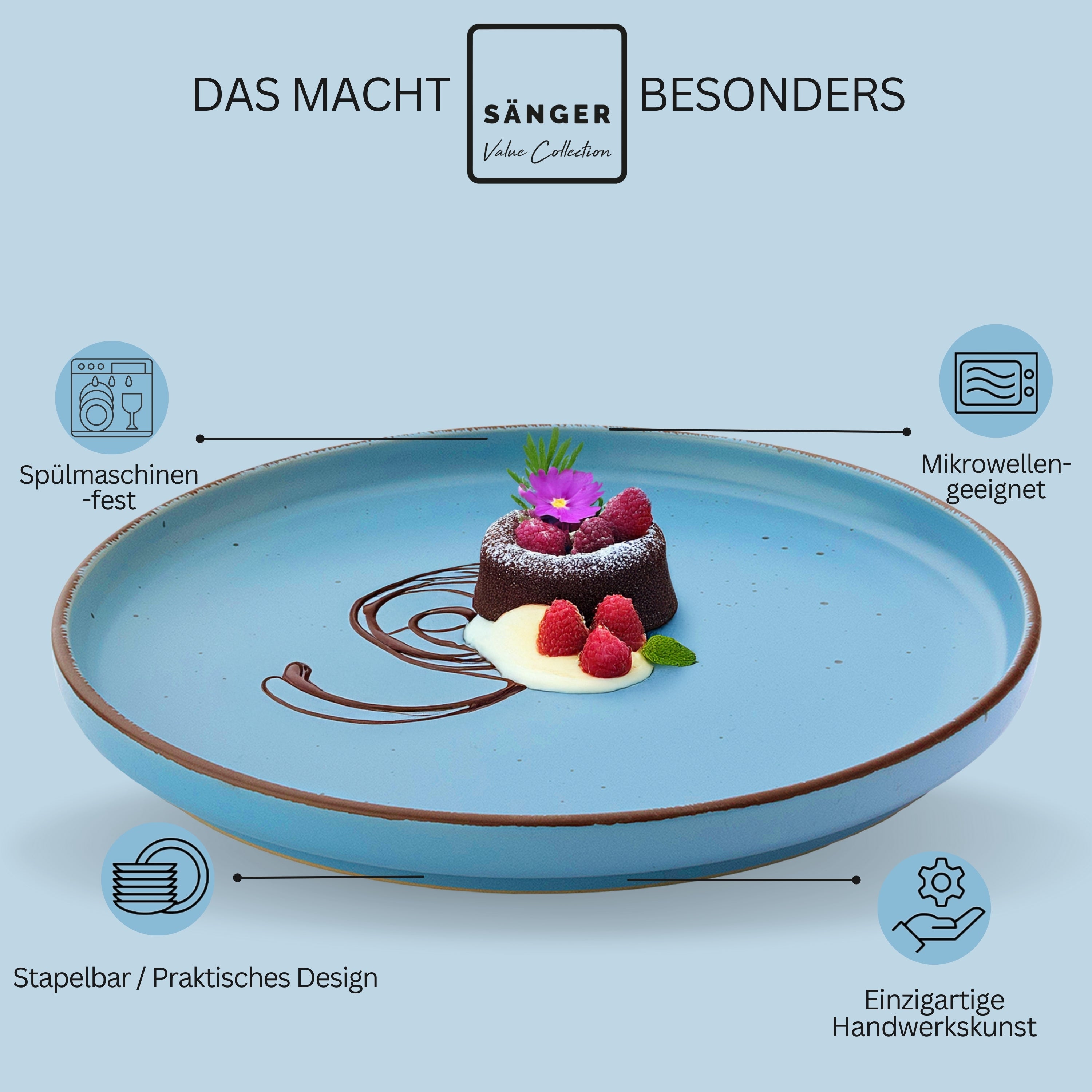 SÄNGER Steingut Dessertteller Bombay Sky Shades 4 teilig
