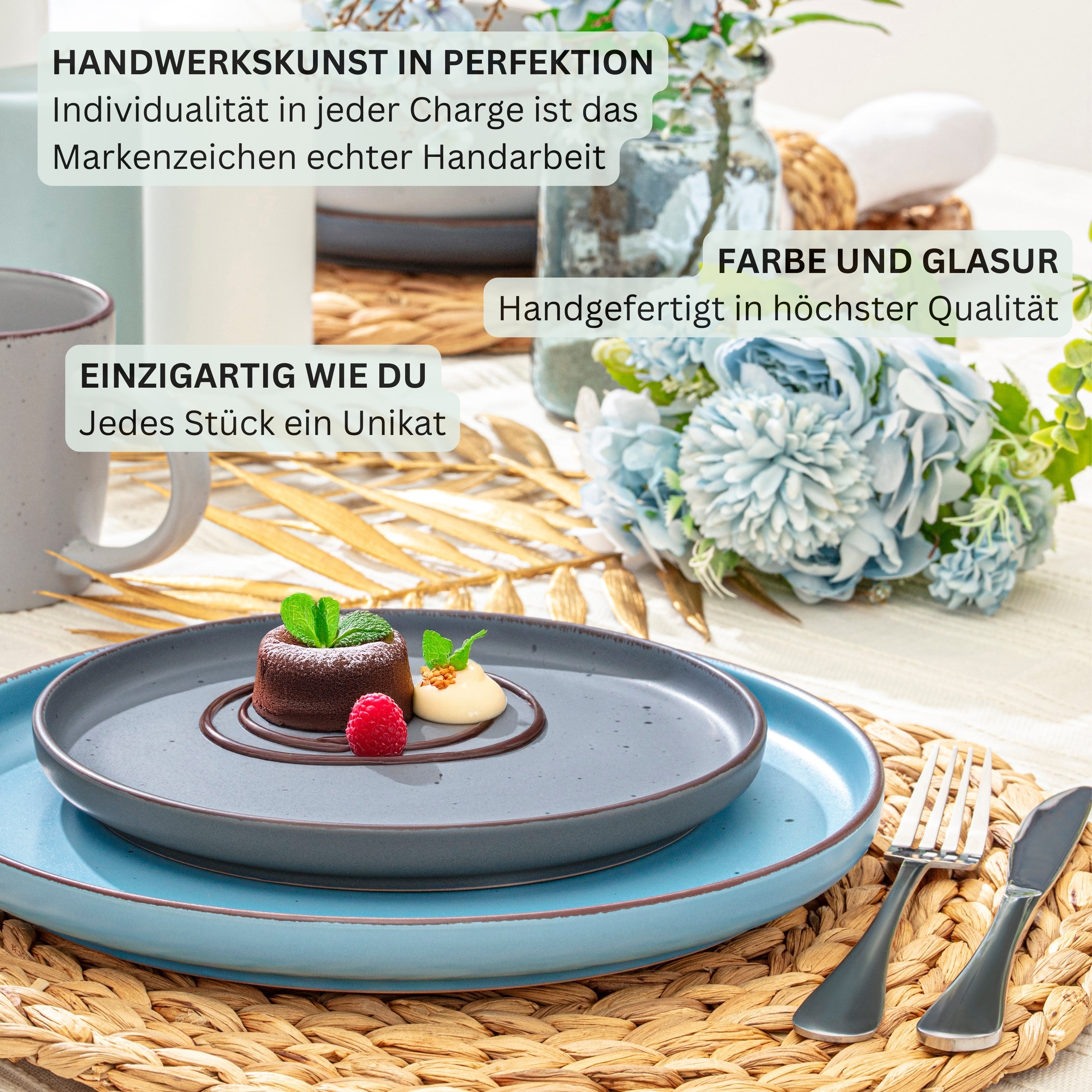 SÄNGER Steingut Dessertteller Bombay Sky Shades 4 teilig