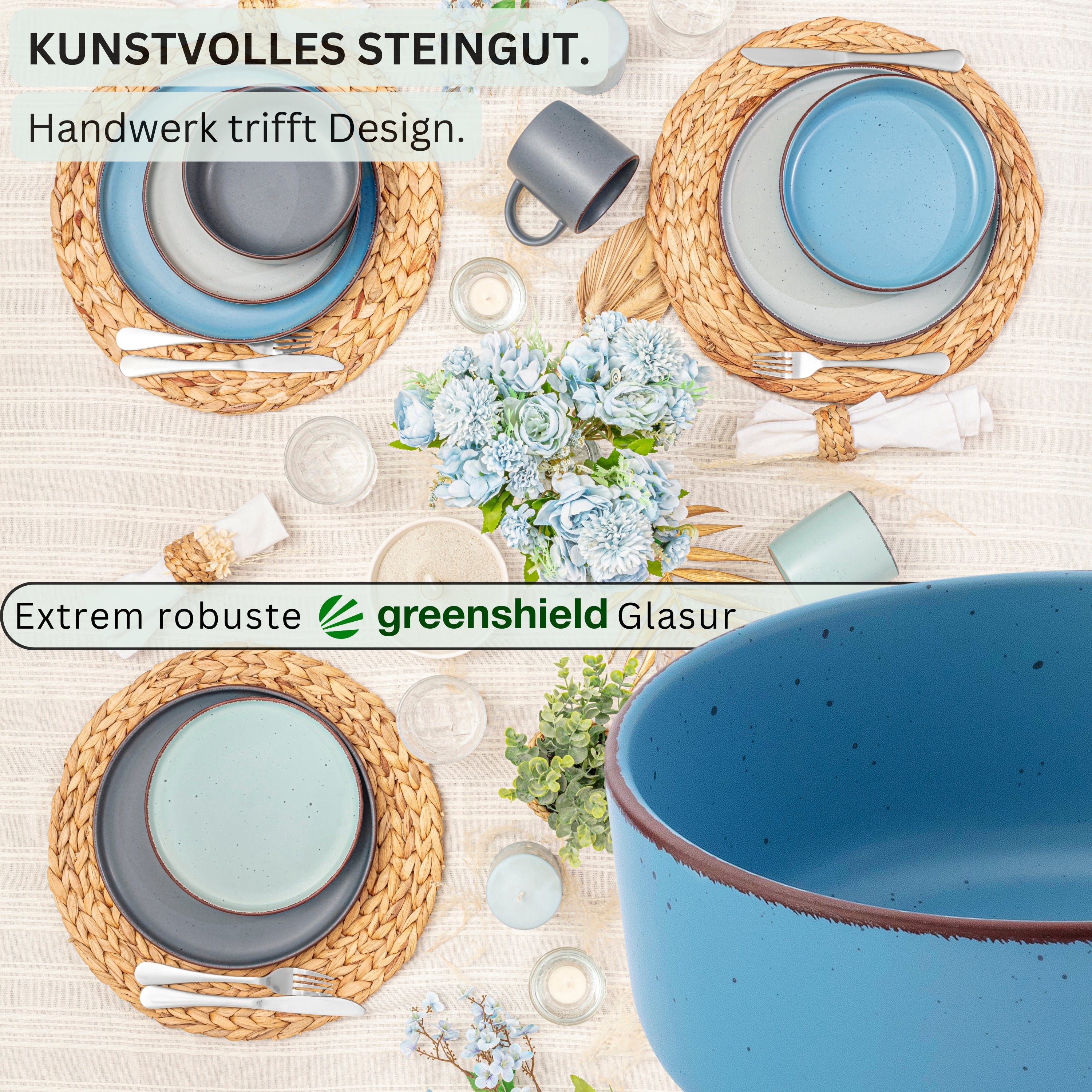 SÄNGER Steingut Schalen Bombay Sky Shades 4 teilig