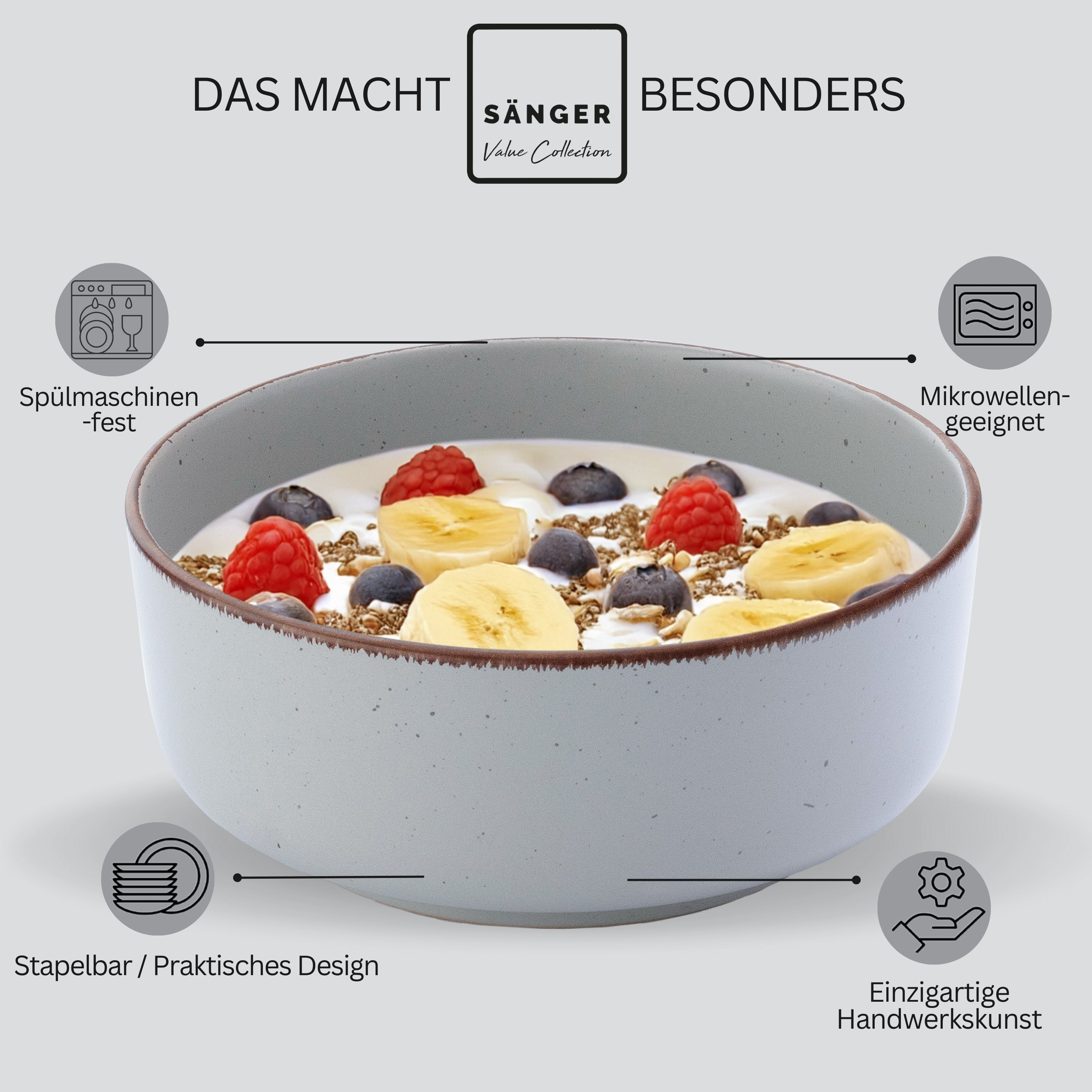SÄNGER Steingut Schalen Bombay Sky Shades 4 teilig