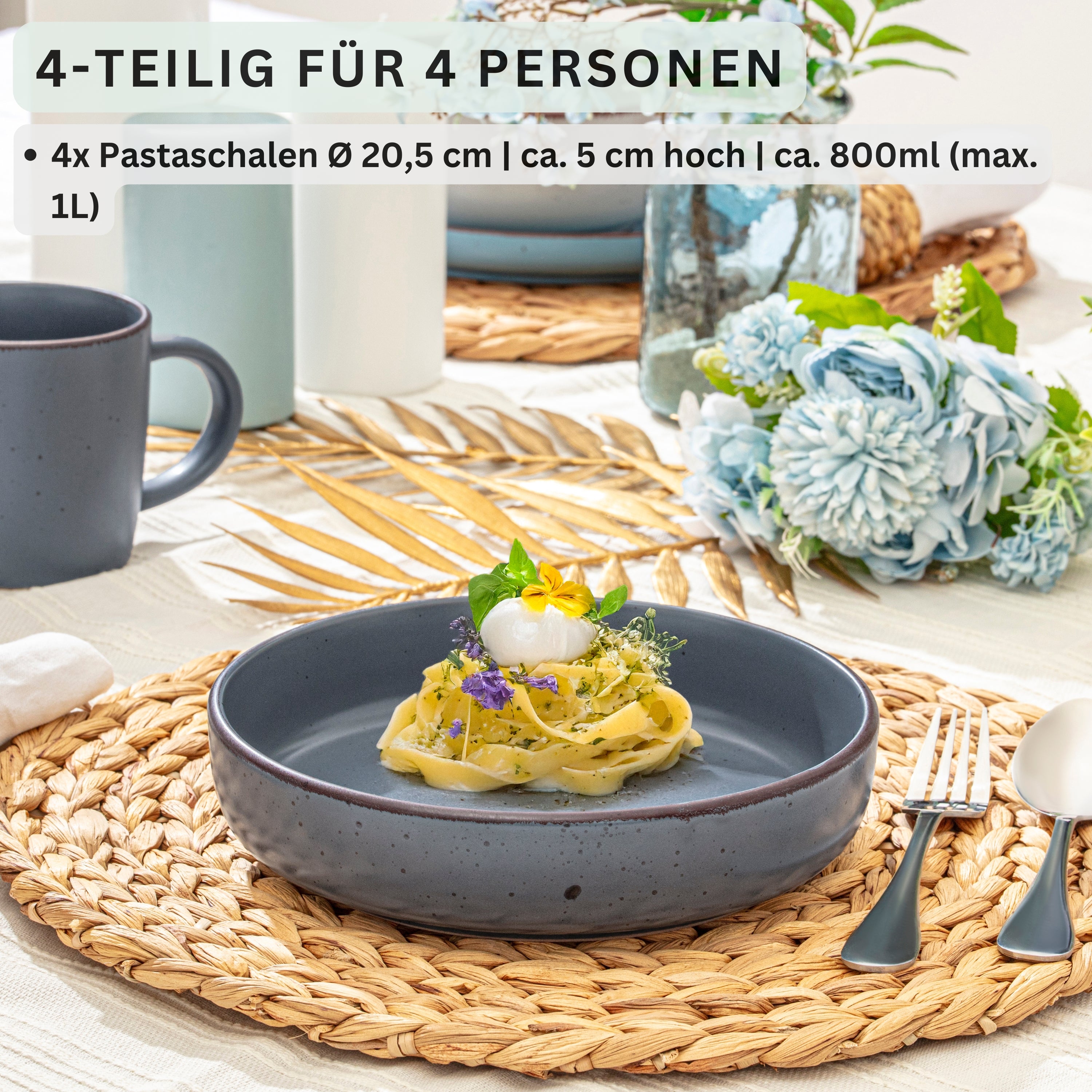 SÄNGER Steingut Pastaschalen Bombay Sky Shades 4 teilig
