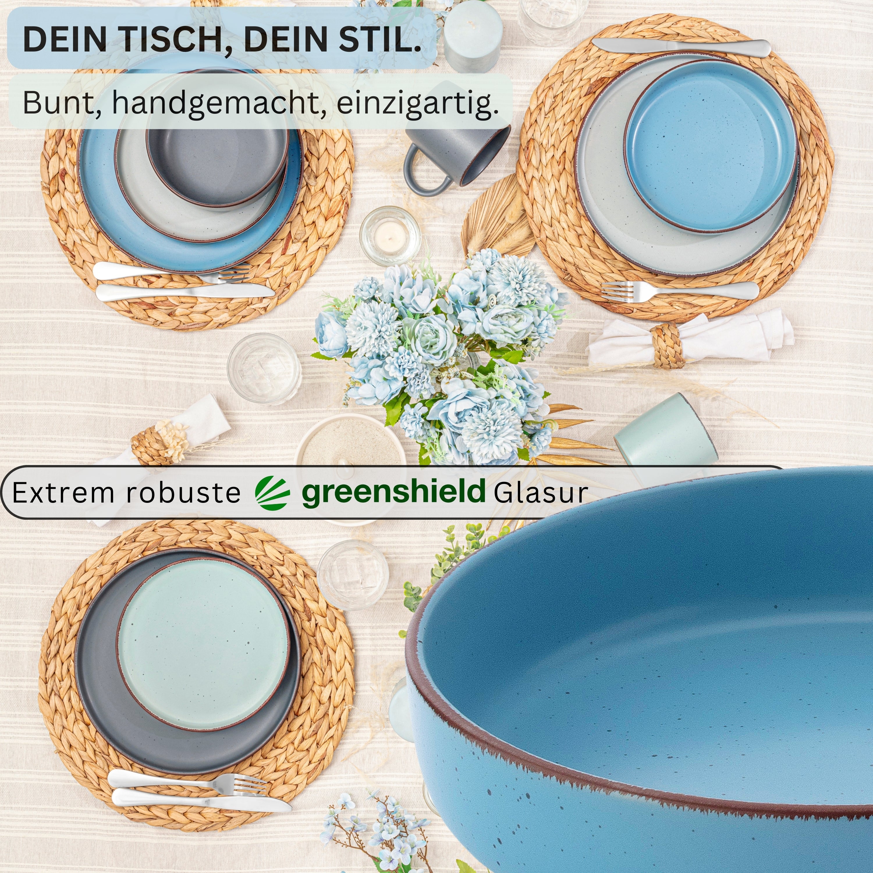 SÄNGER Steingut Pastaschalen Bombay Sky Shades 4 teilig