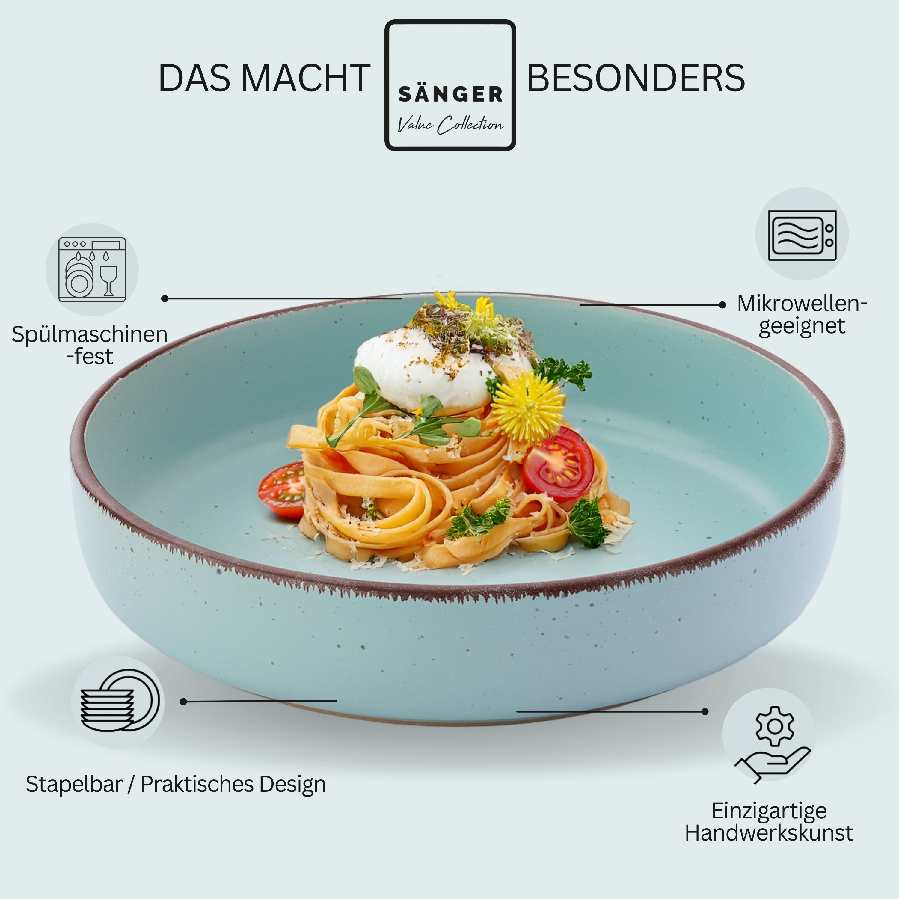 SÄNGER Steingut Pastaschalen Bombay Sky Shades 4 teilig