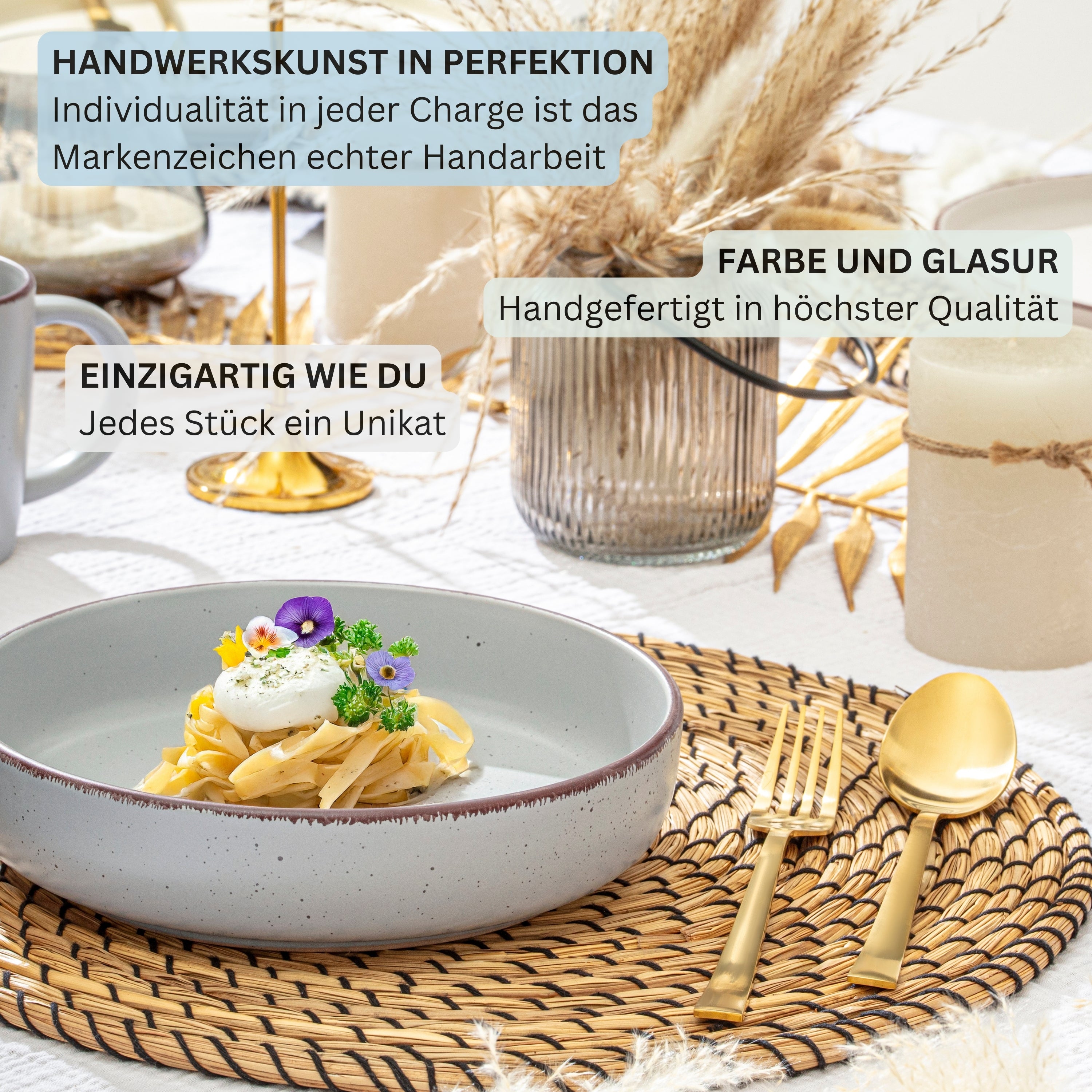 SÄNGER Steingut Pastaschalen Bombay Sky Shades 4 teilig