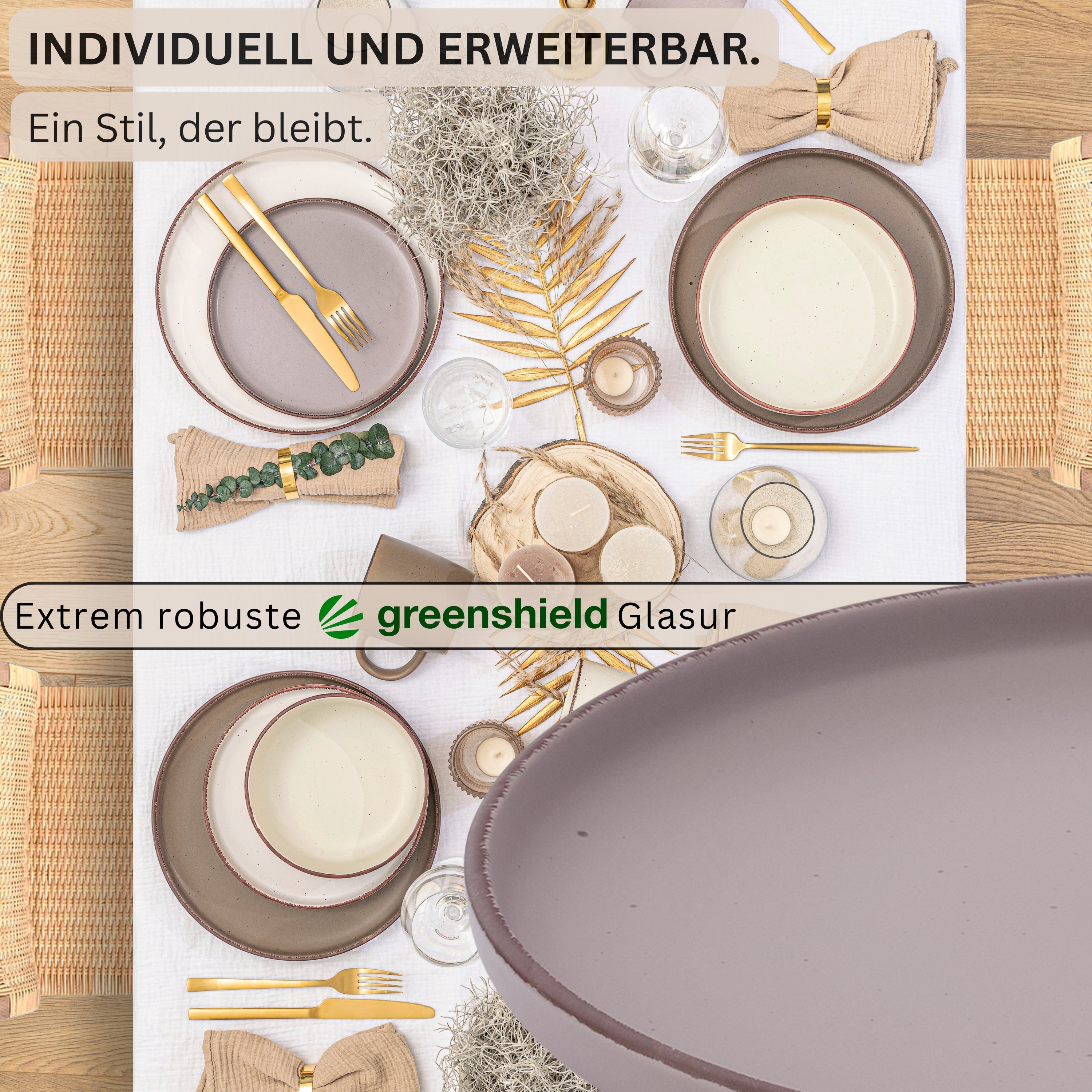 SÄNGER Steingut Speiseteller Bombay Erdfarben 4 teilig