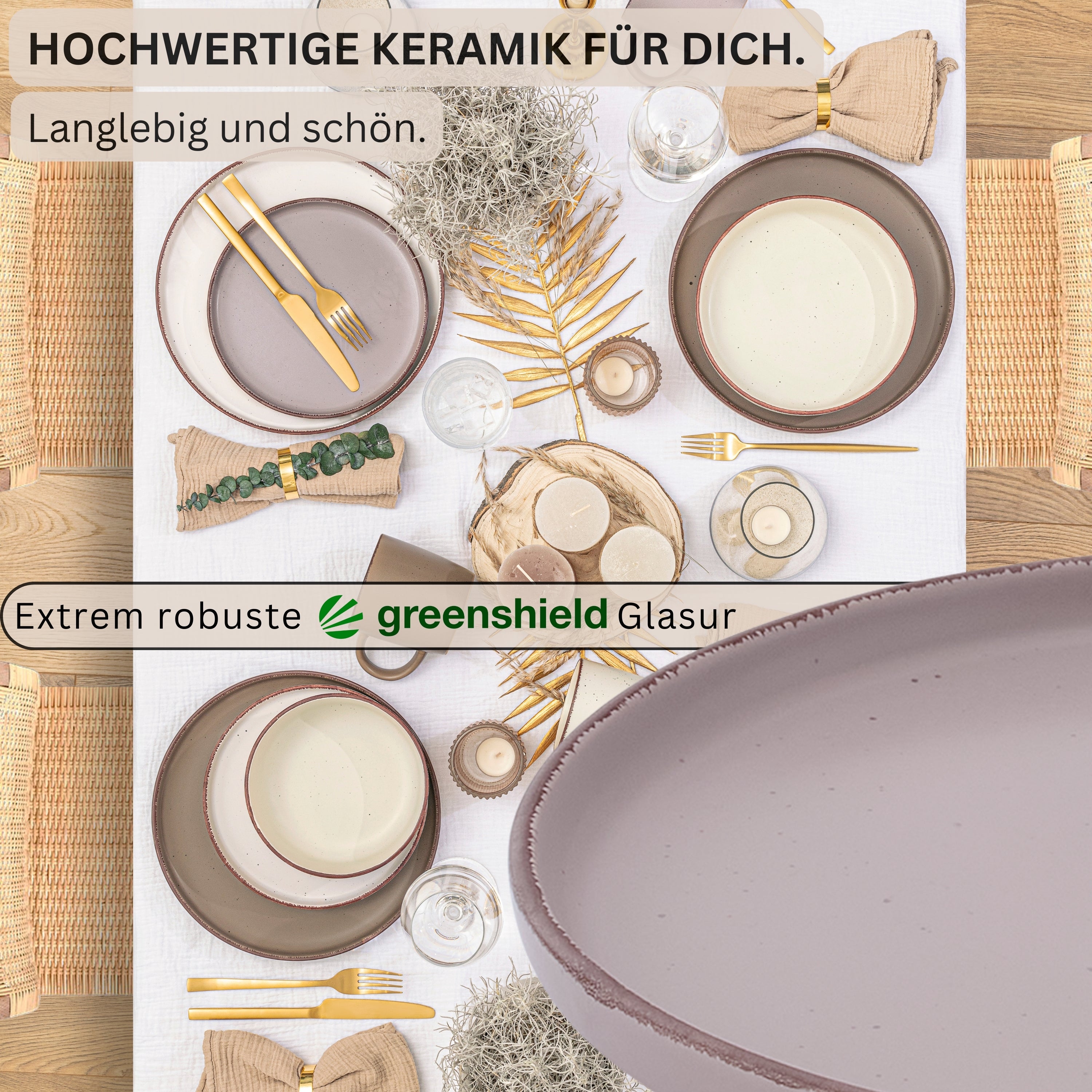 SÄNGER Steingut Dessertteller Bombay Erdfarben 4 teilig