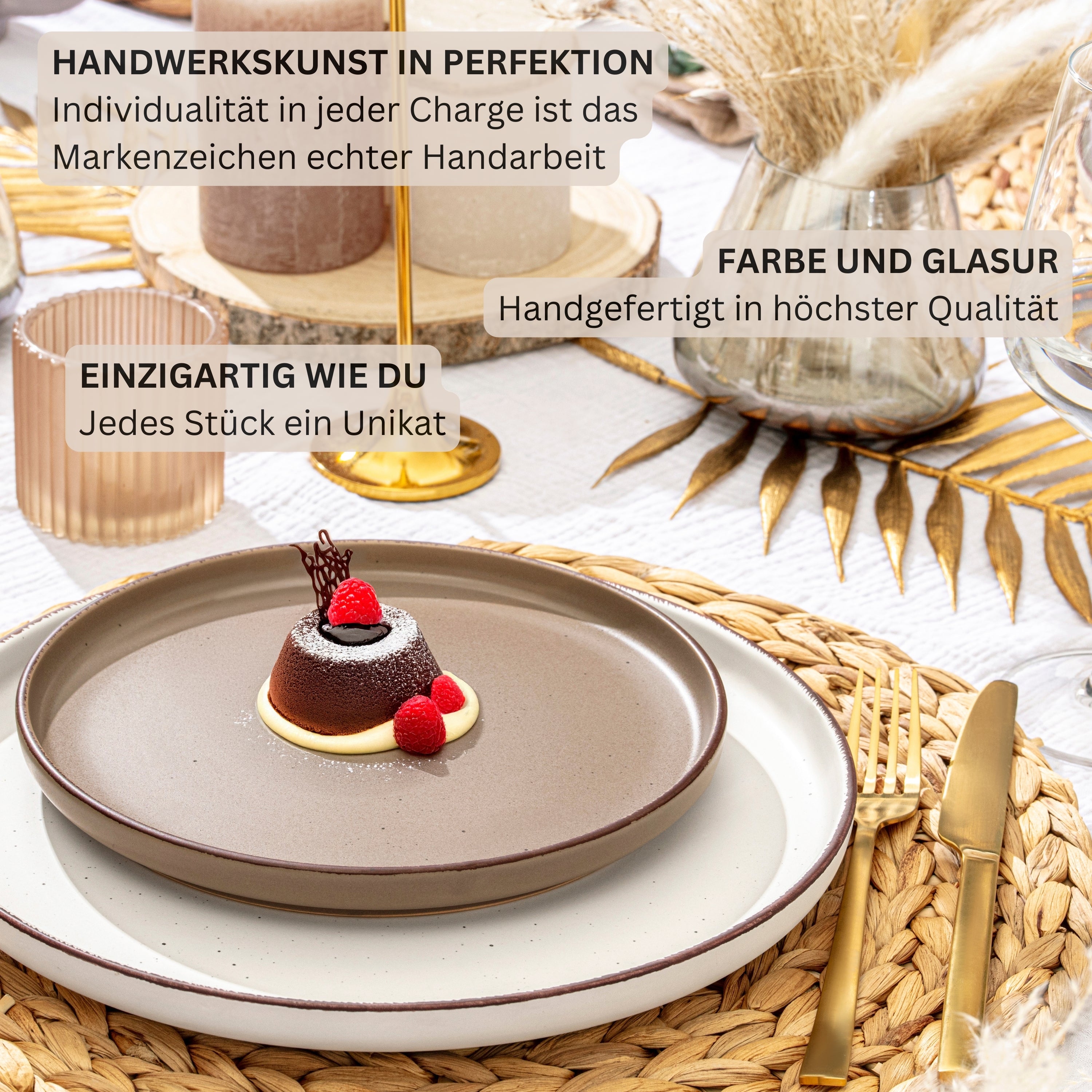 SÄNGER Steingut Dessertteller Bombay Erdfarben 4 teilig