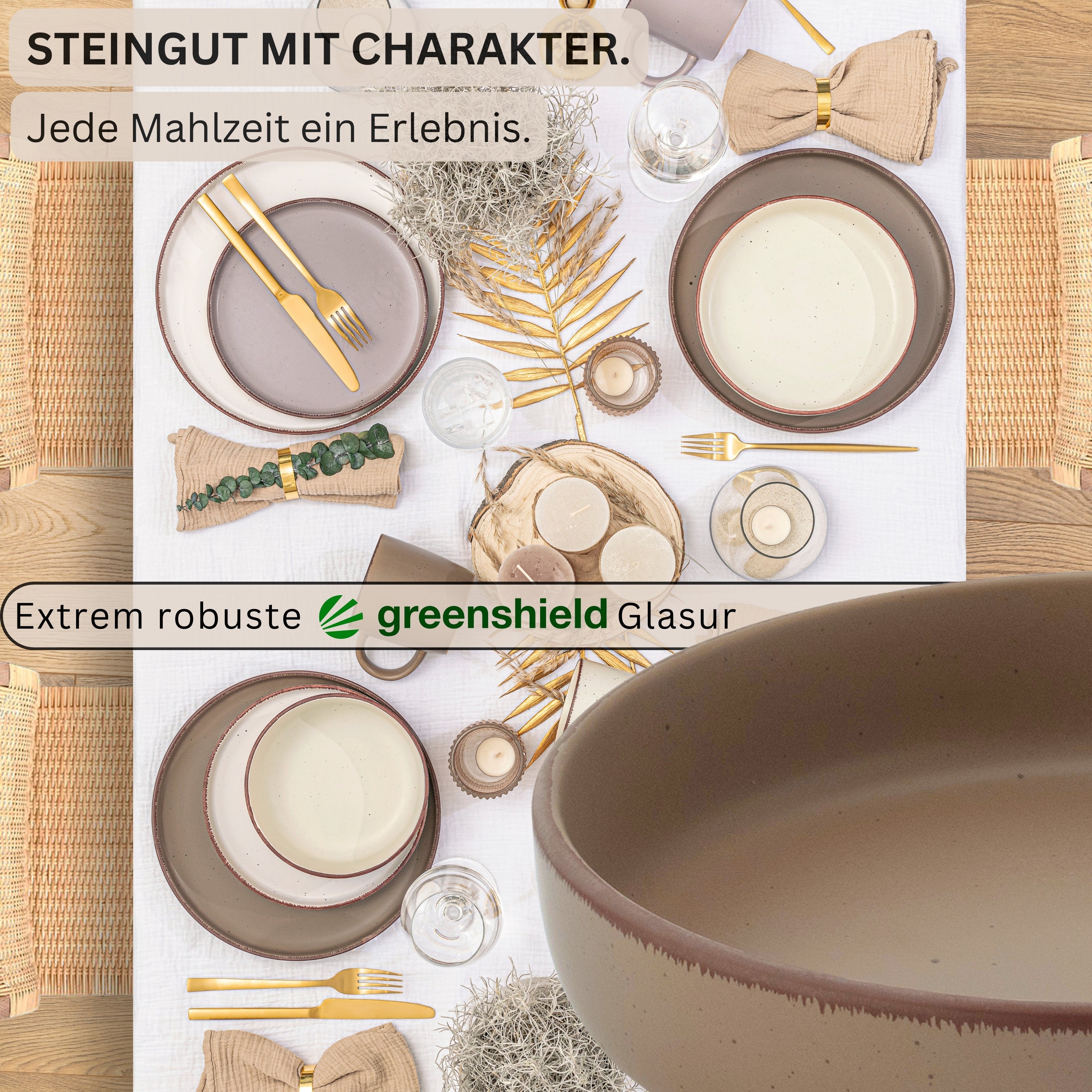 SÄNGER Steingut Pastaschalen Bombay Erdfarben 4 teilig