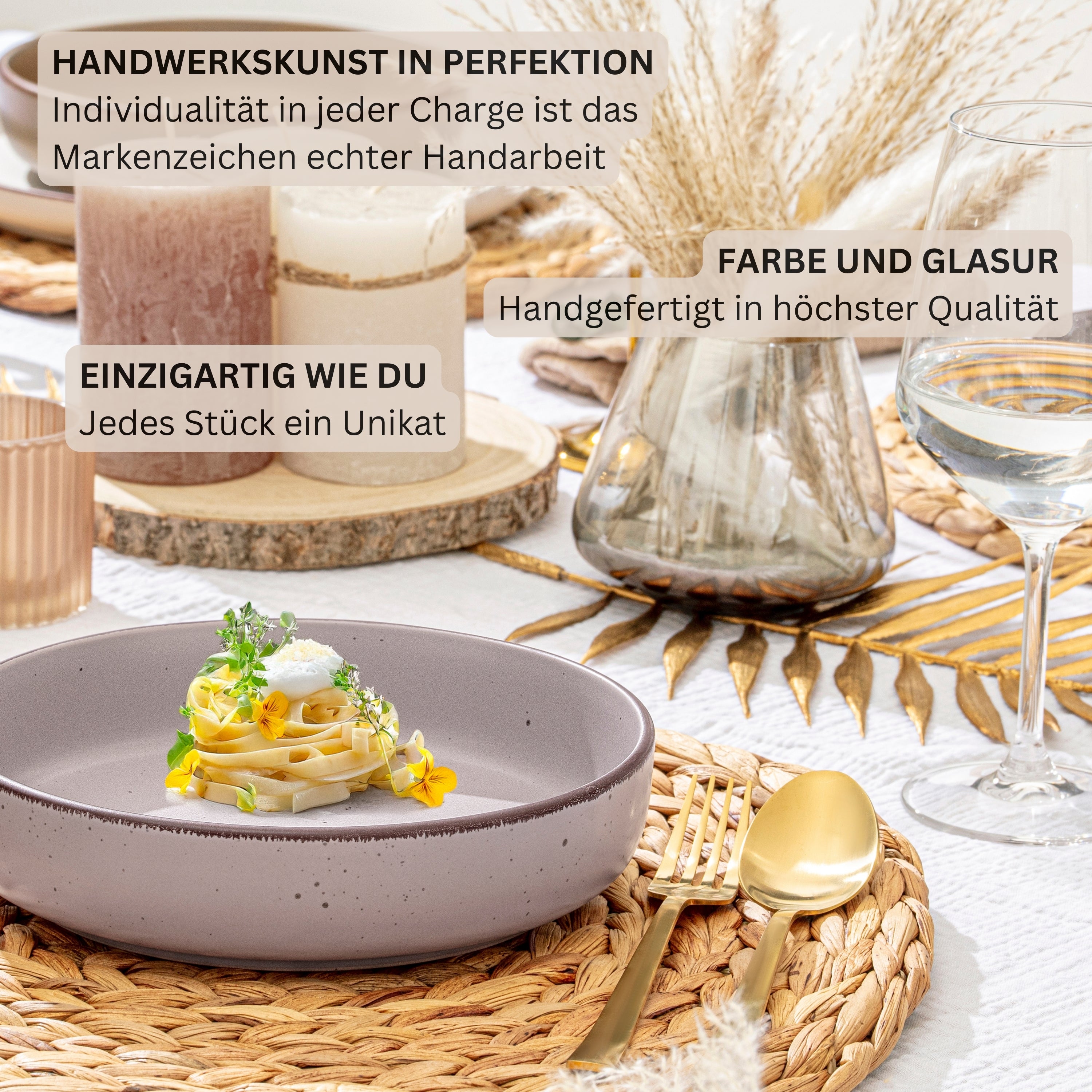 SÄNGER Steingut Pastaschalen Bombay Erdfarben 4 teilig
