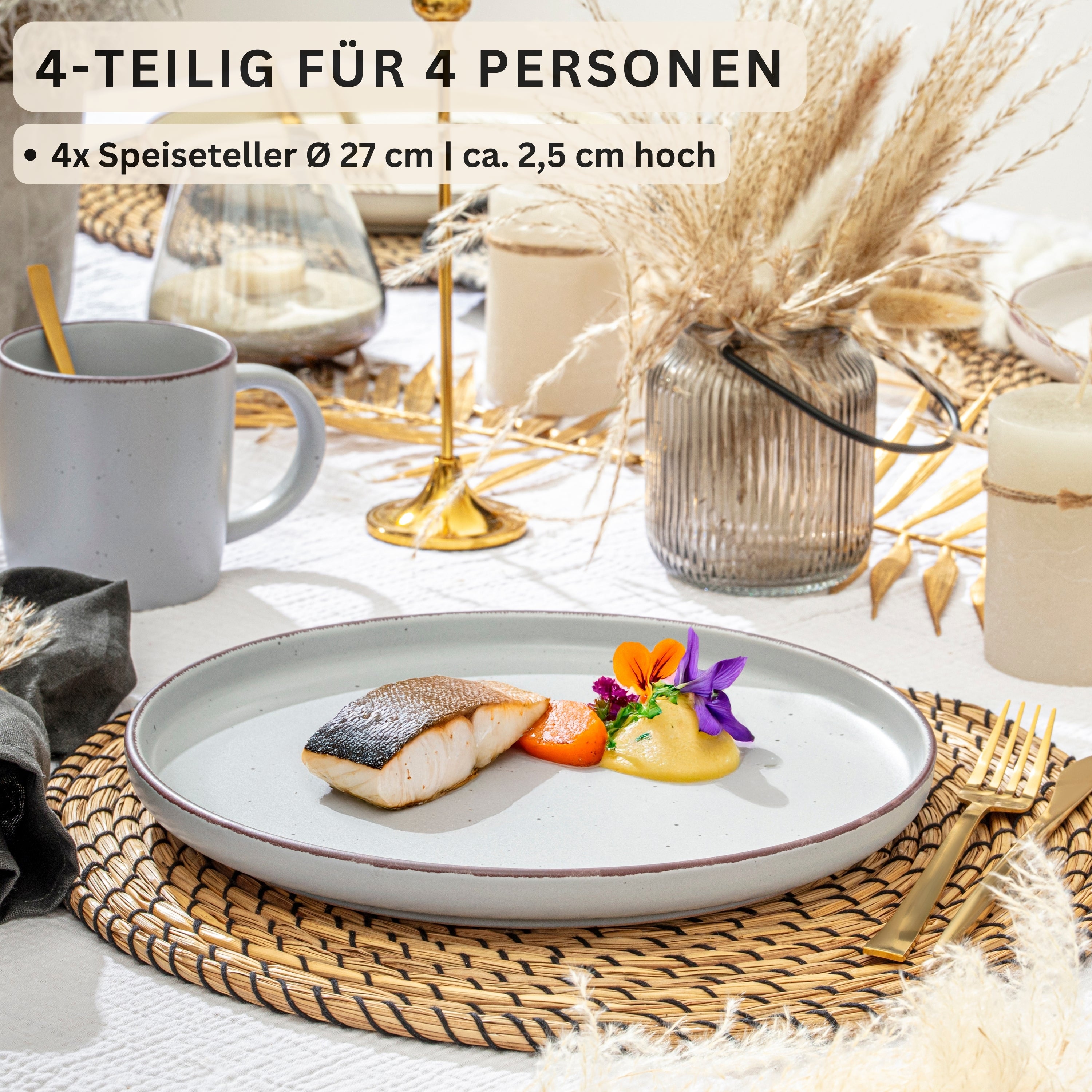 SÄNGER Steingut Speiseteller Bombay Moonlight 4 teilig