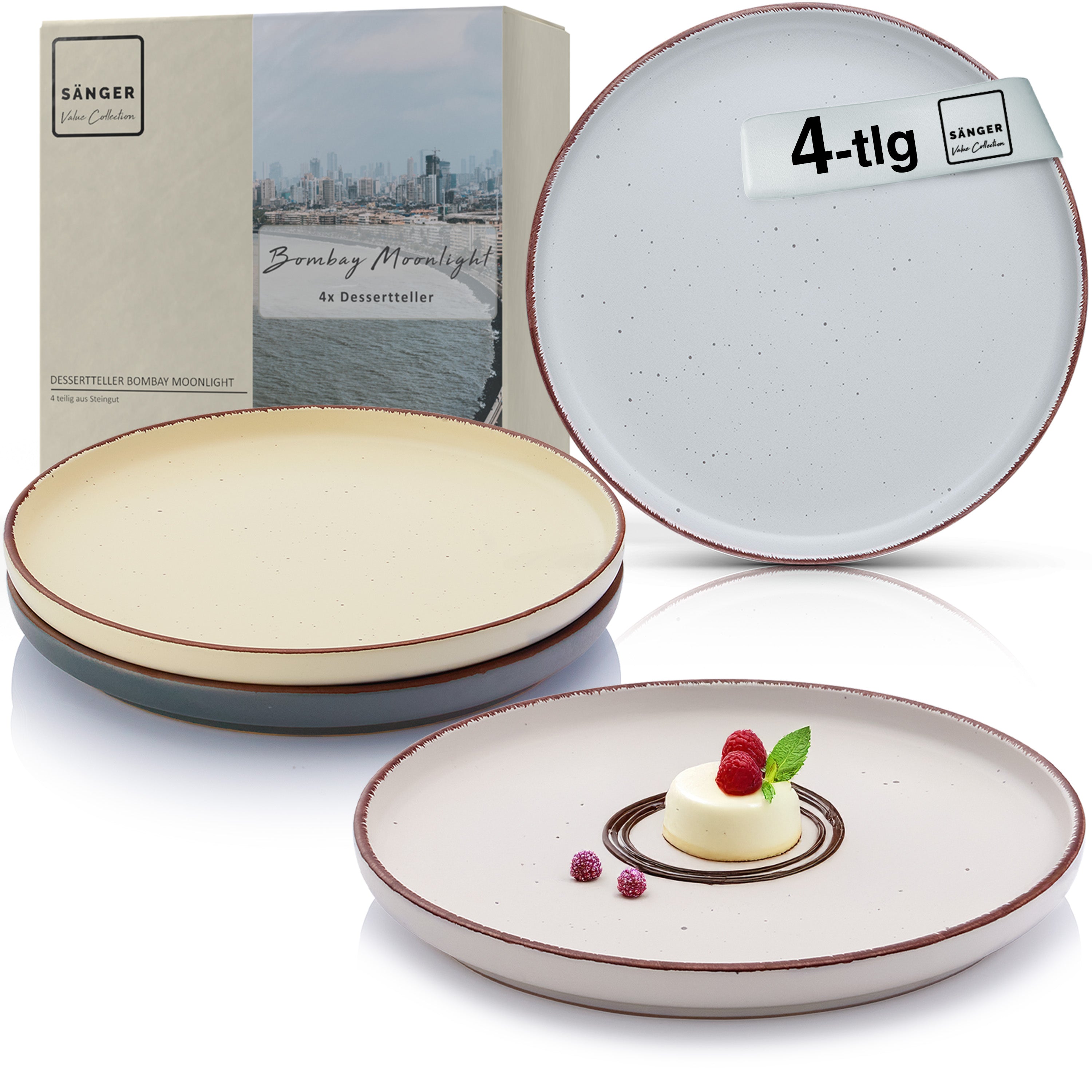 SÄNGER Steingut Dessertteller Bombay Moonlight 4 teilig