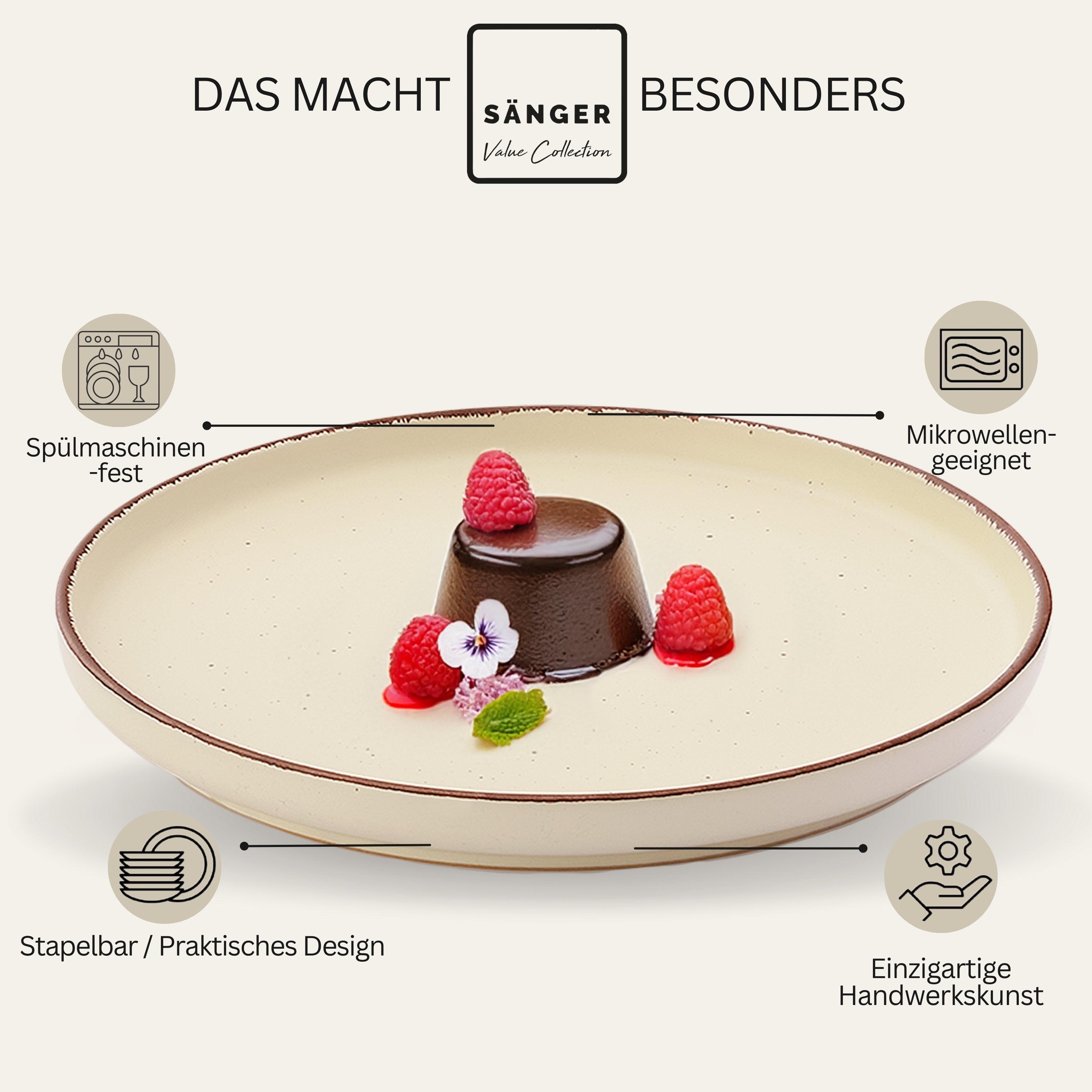 SÄNGER Steingut Dessertteller Bombay Moonlight 4 teilig
