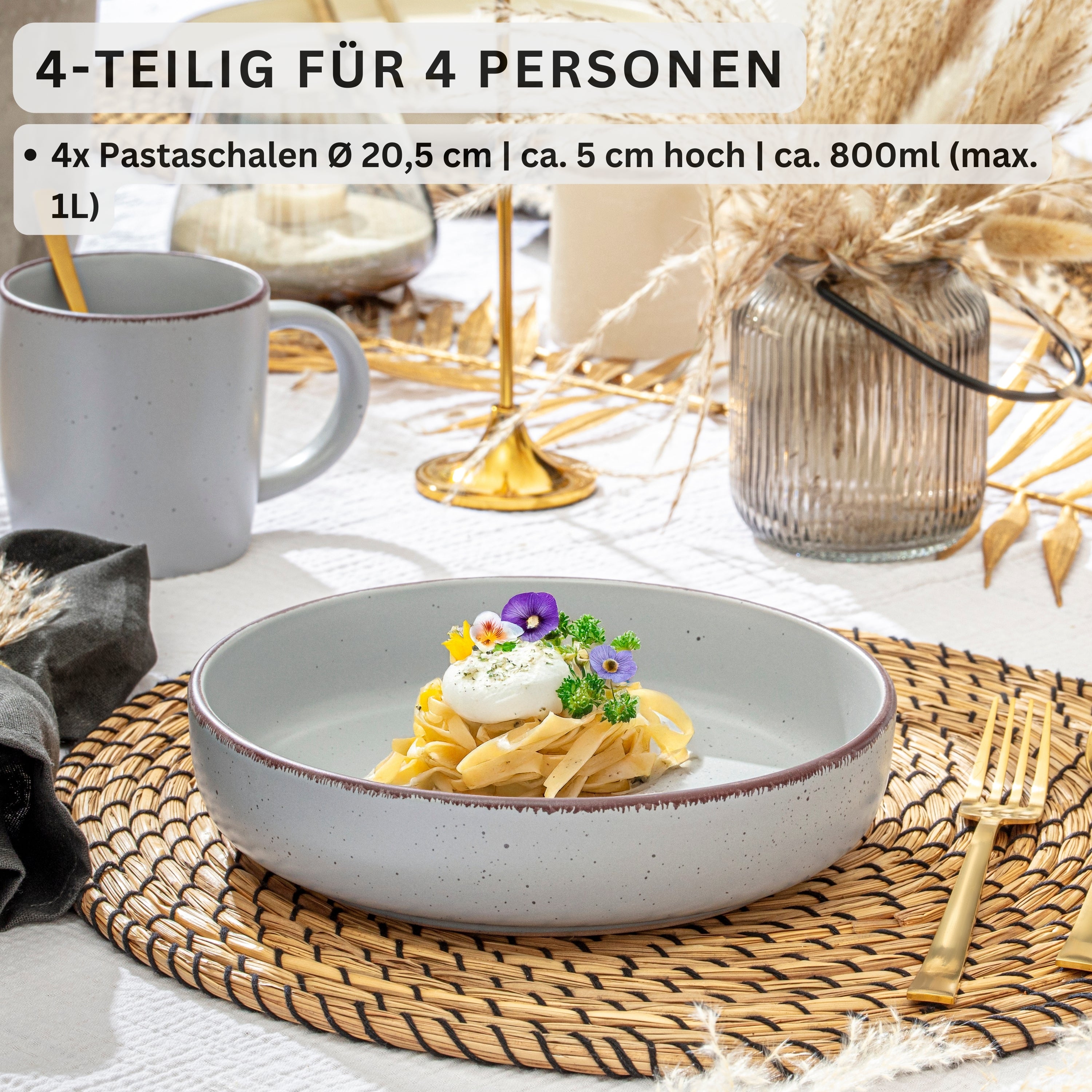 SÄNGER Steingut Pastaschalen Bombay Moonlight 4 teilig