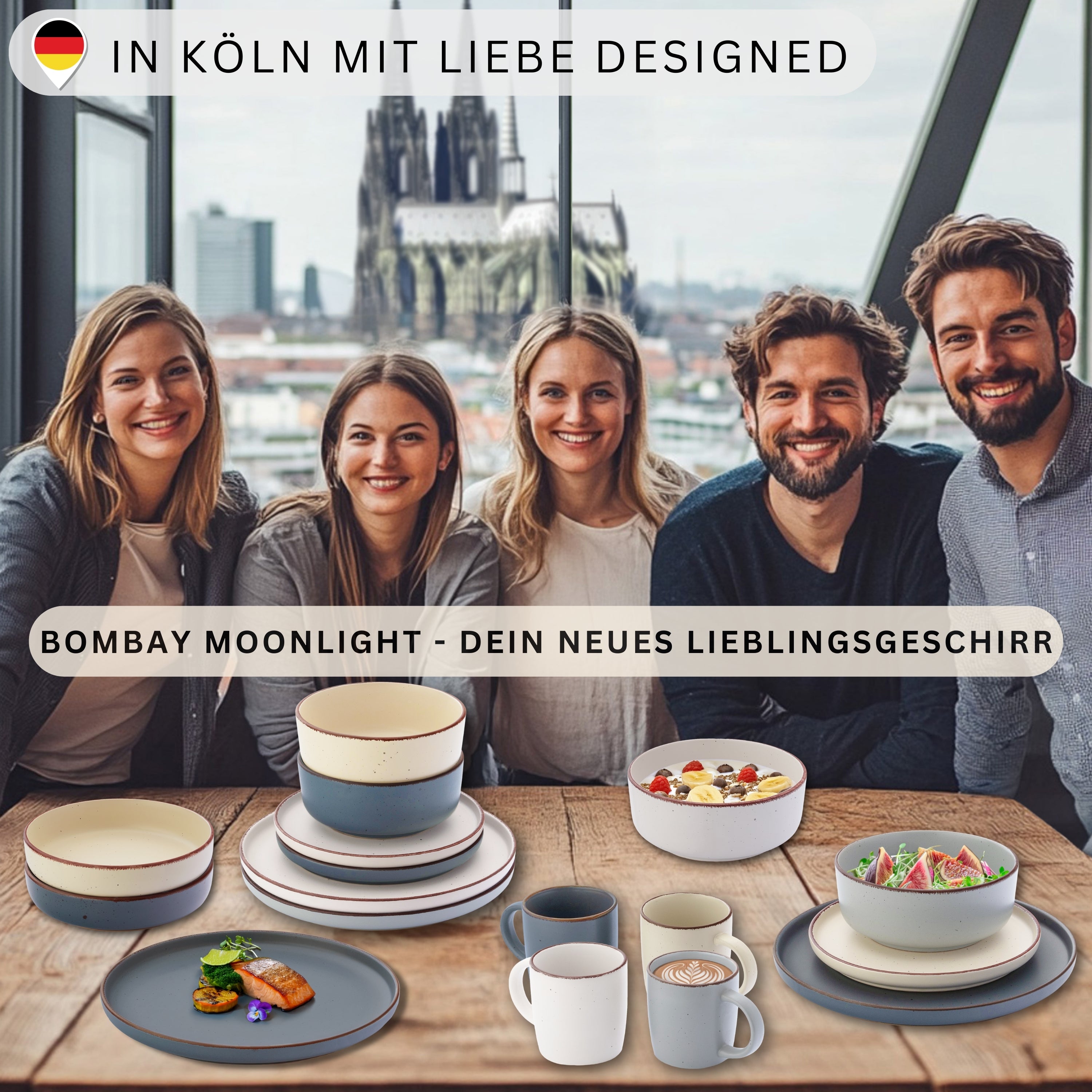 SÄNGER Steingut Pastaschalen Bombay Moonlight 4 teilig