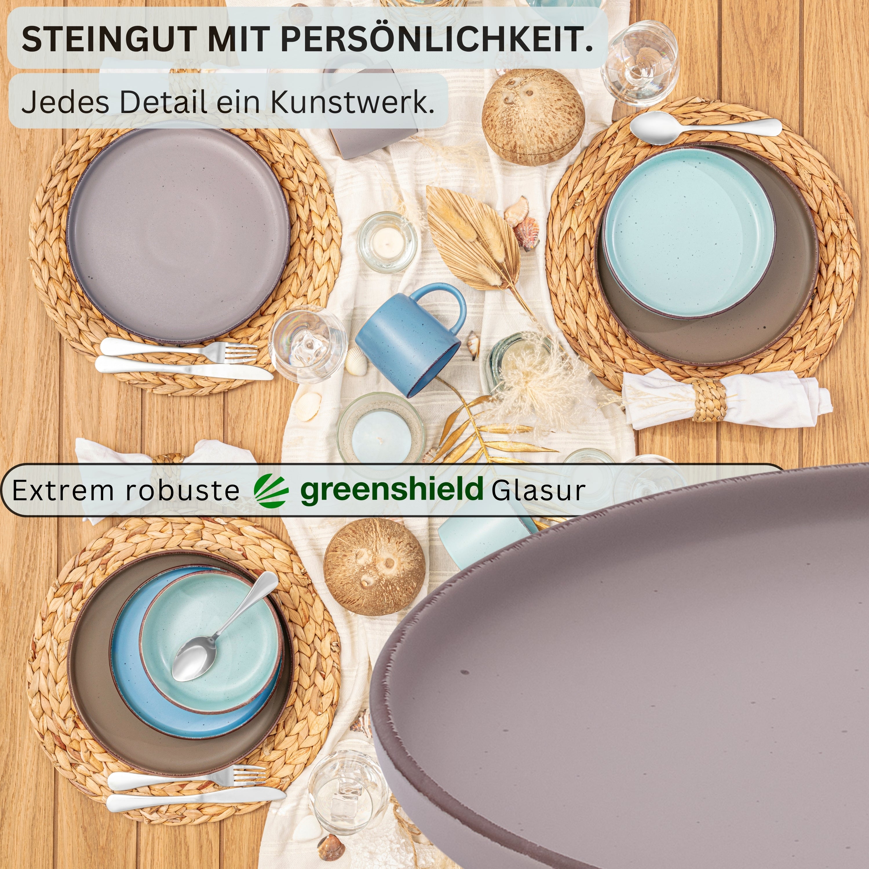 SÄNGER Steingut Speiseteller Bombay Meeresboden 4 teilig