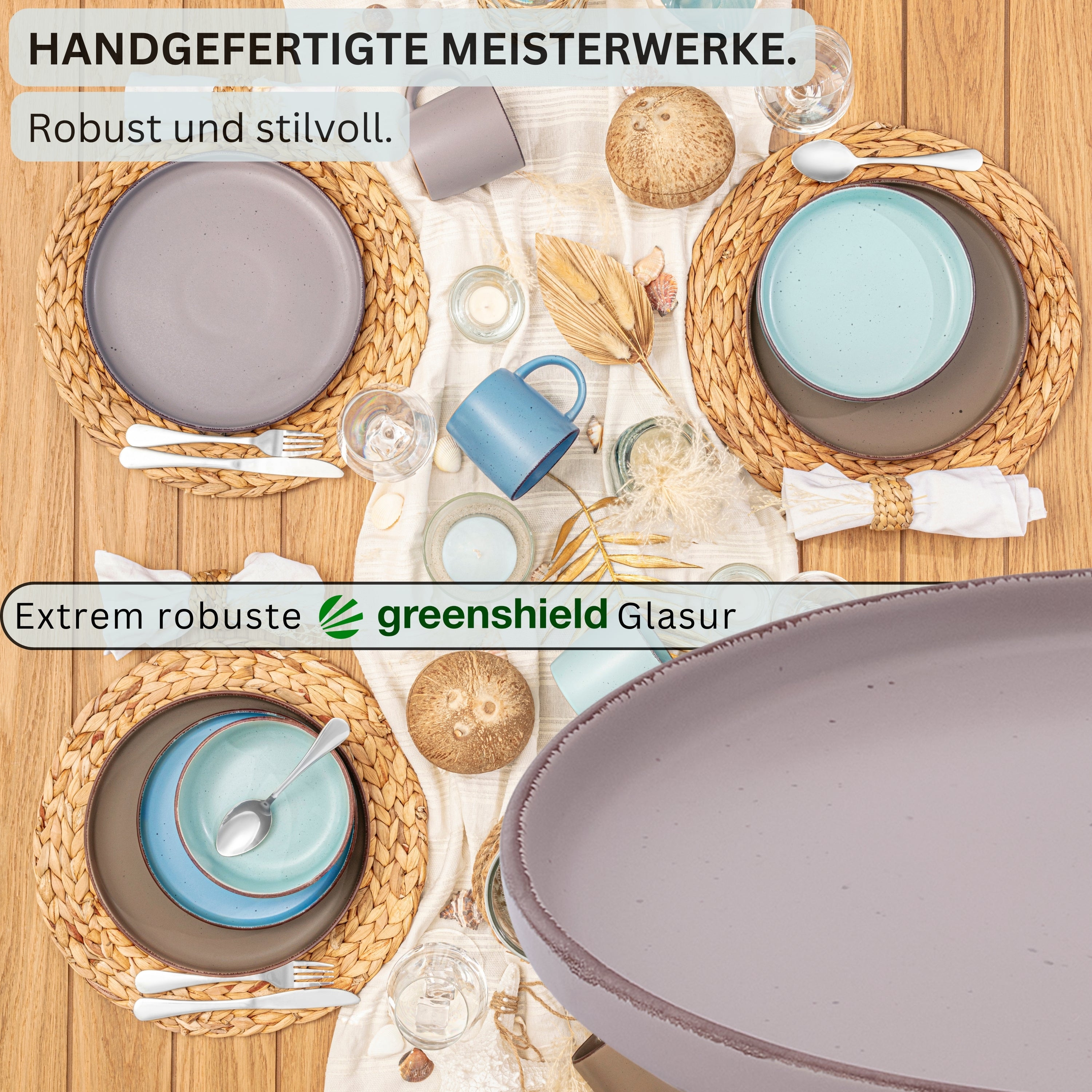 SÄNGER Steingut Dessertteller Bombay Meeresboden 4 teilig