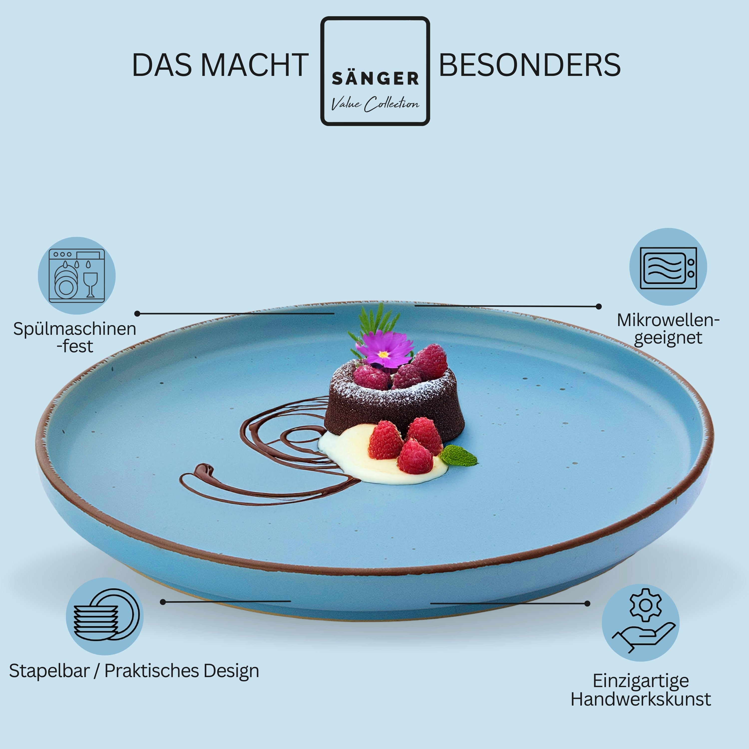 SÄNGER Steingut Dessertteller Bombay Meeresboden 4 teilig