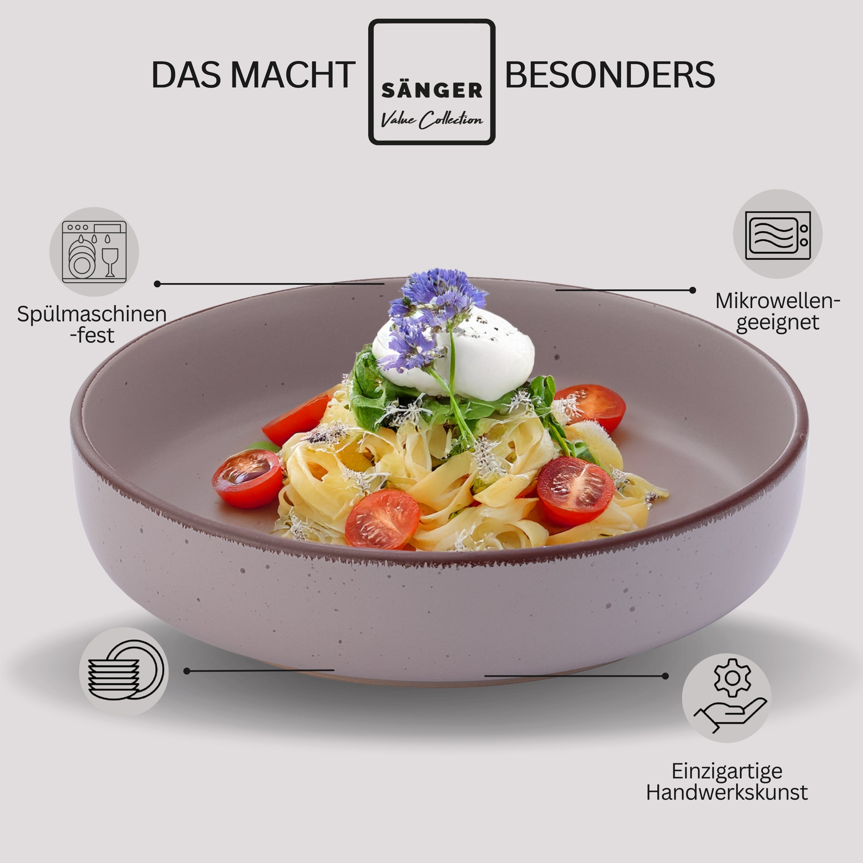 SÄNGER Steingut Pastaschalen Bombay Meeresboden 4 teilig