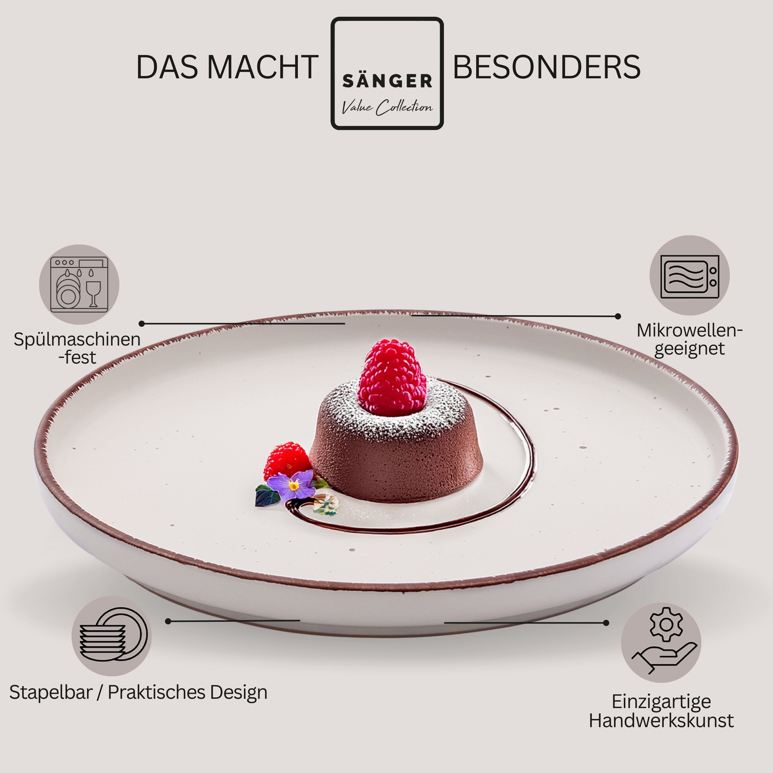 SÄNGER Steingut Dessertteller Bombay Ivory 4 teilig