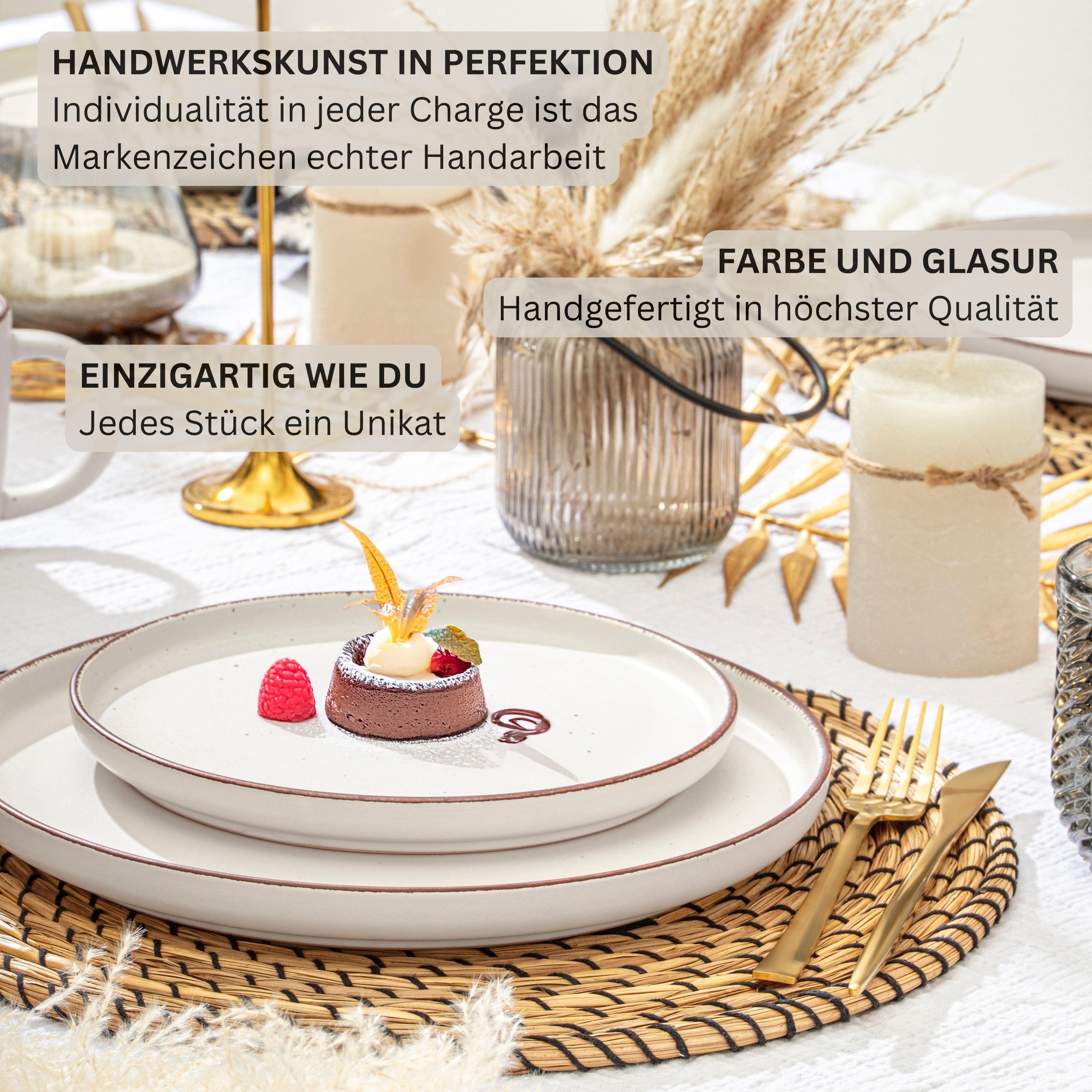 SÄNGER Steingut Dessertteller Bombay Ivory 4 teilig