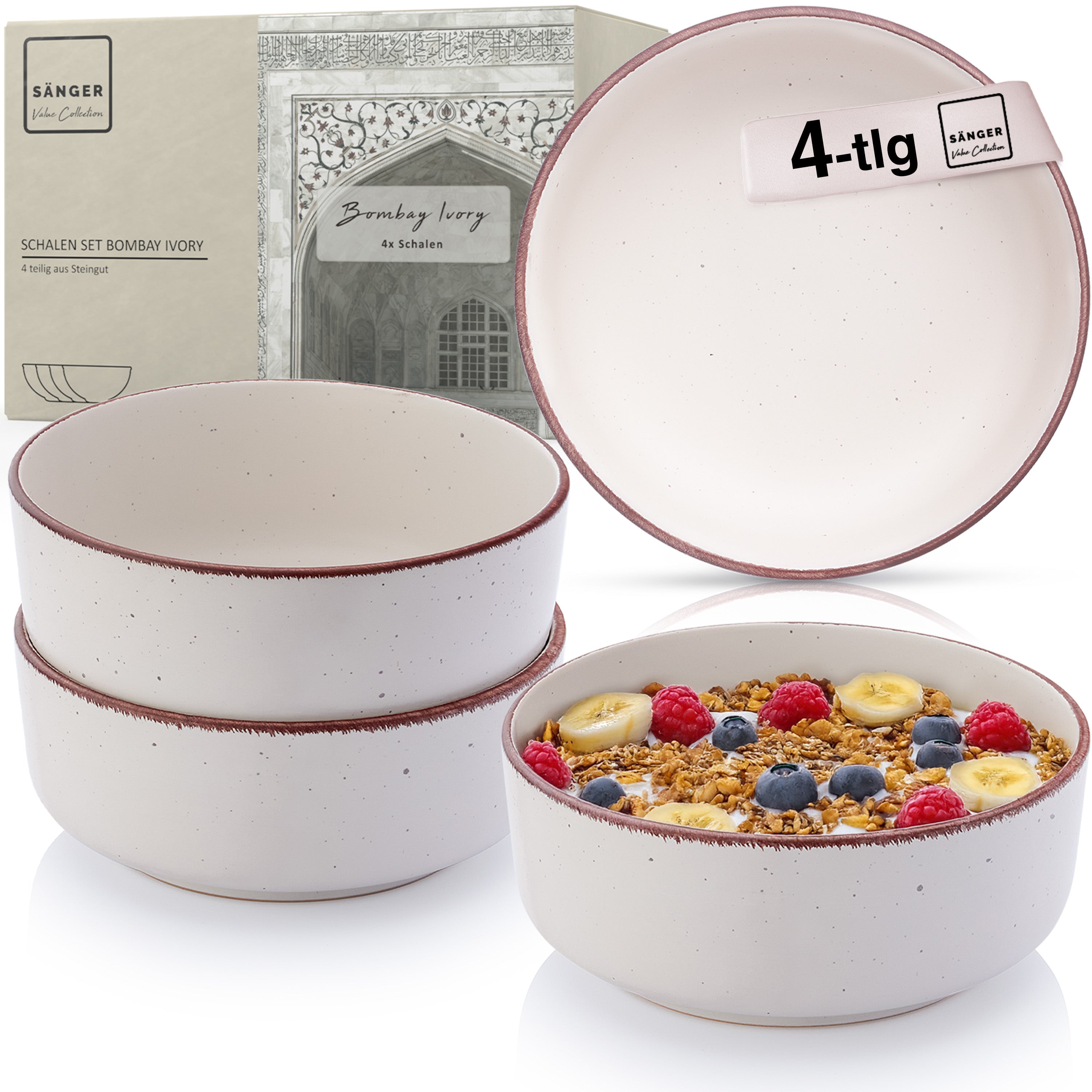 SÄNGER Steingut Schalen Bombay Ivory 4 teilig