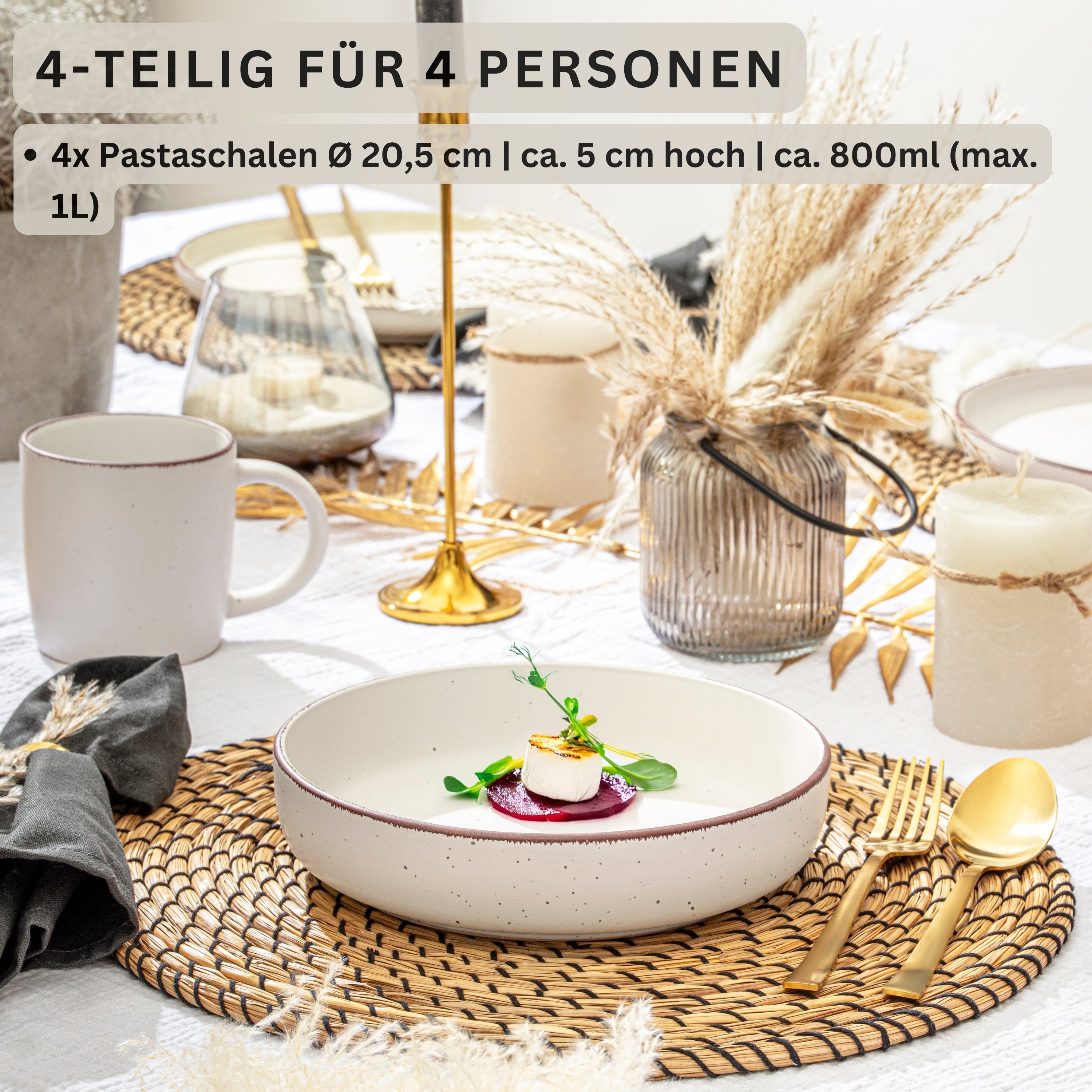 SÄNGER Steingut Pastaschalen Bombay Ivory 4 teilig