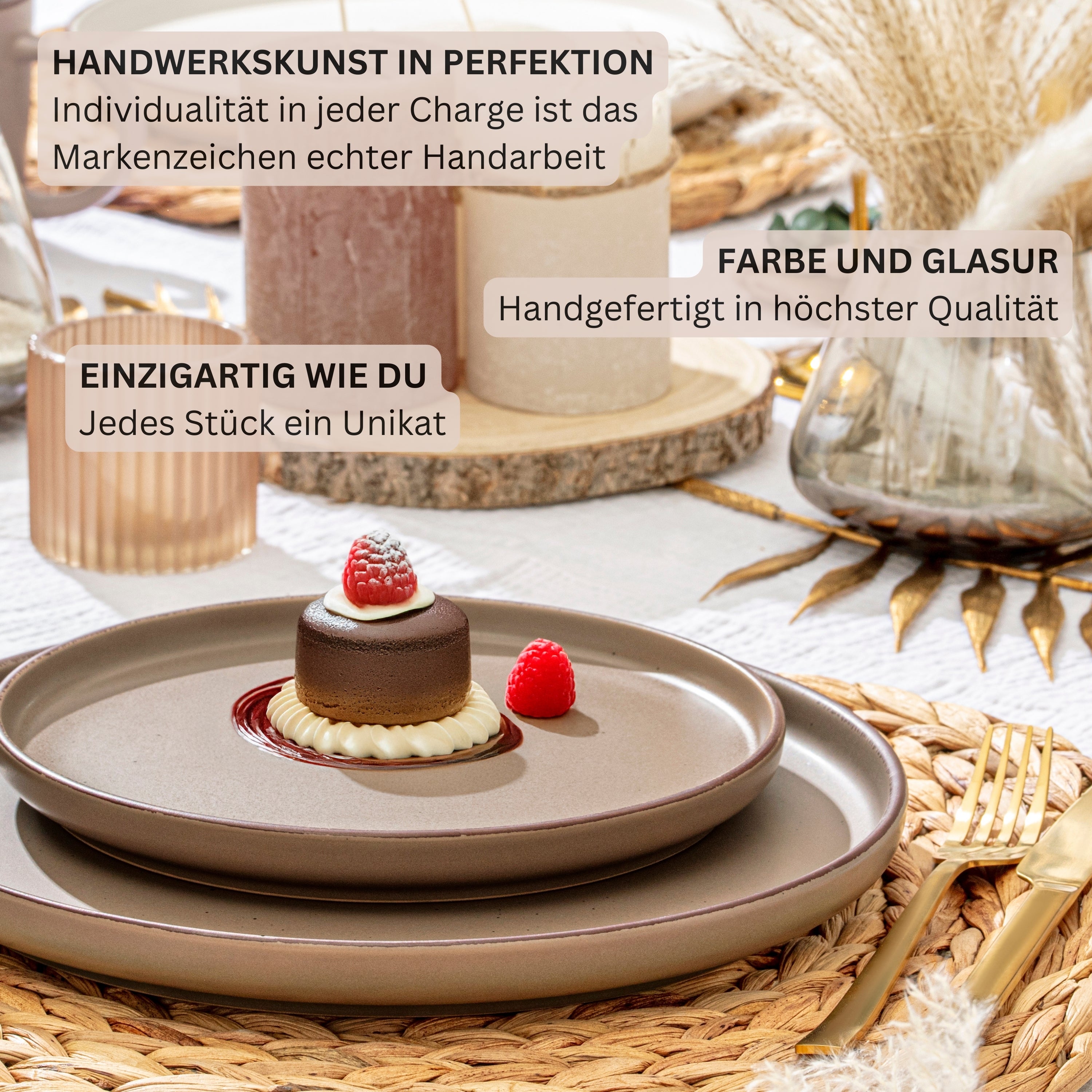 SÄNGER Steingut Dessertteller Bombay Oak 4 teilig