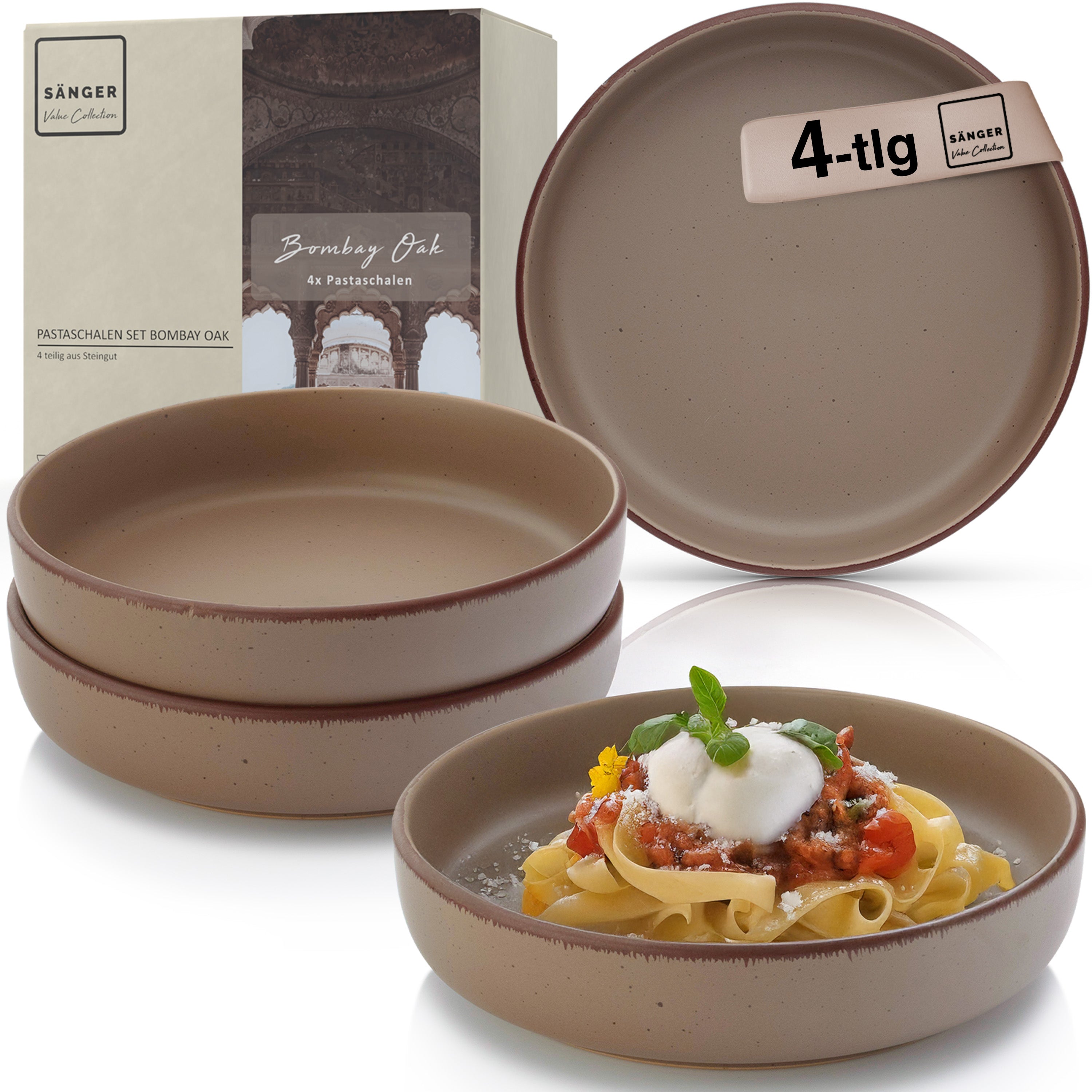 SÄNGER Steingut Pastaschalen Bombay Oak 4 teilig