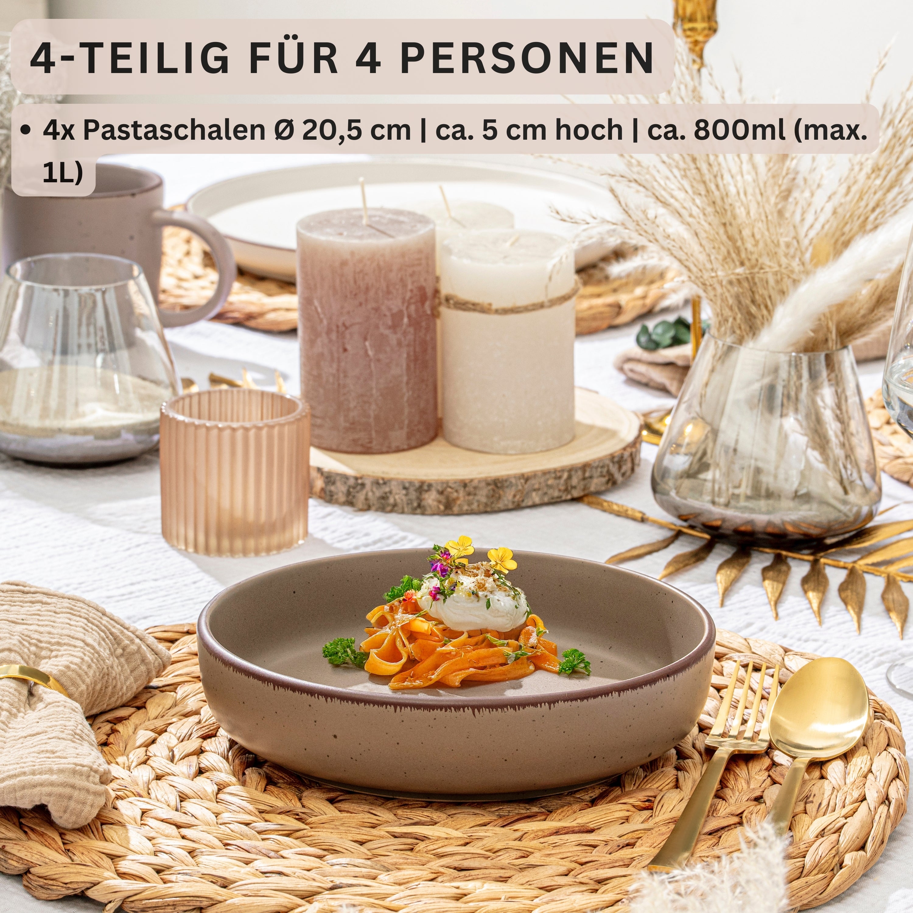 SÄNGER Steingut Pastaschalen Bombay Oak 4 teilig