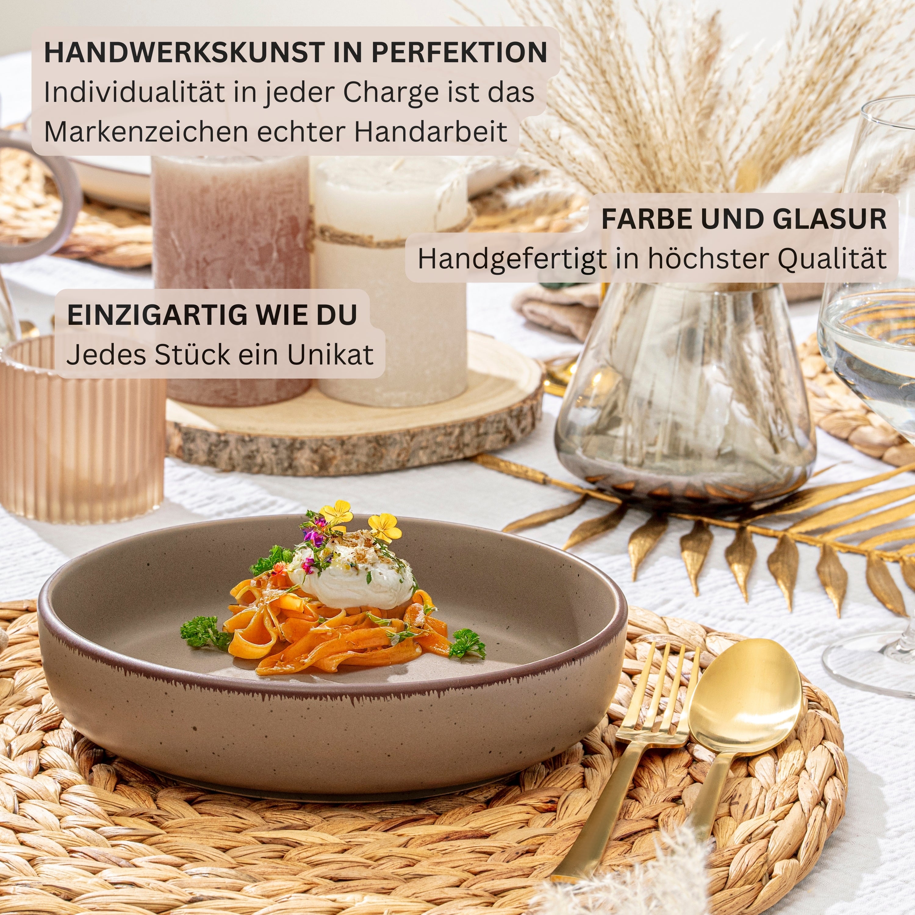 SÄNGER Steingut Pastaschalen Bombay Oak 4 teilig