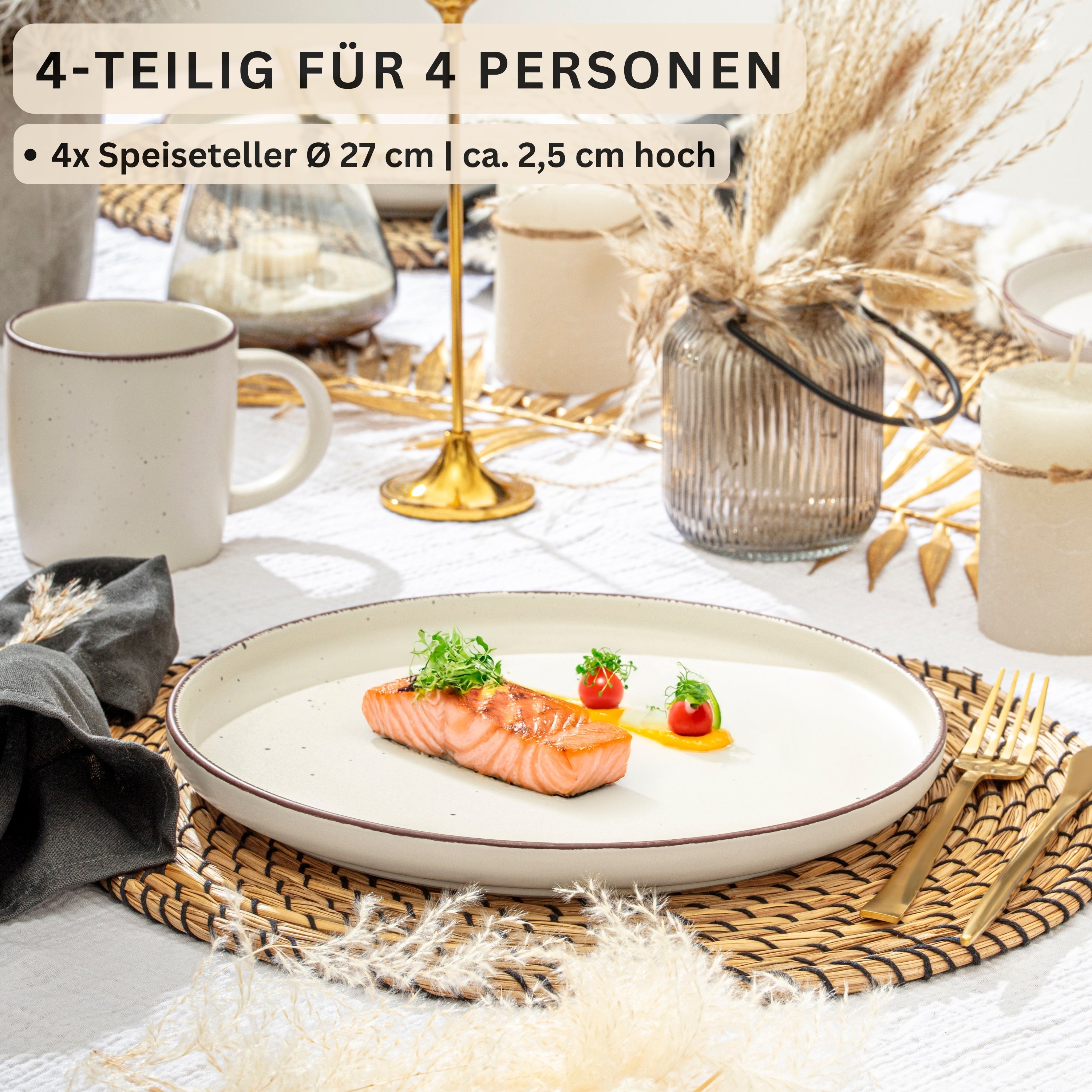 SÄNGER Steingut Speiseteller Bombay Beach 4 teilig