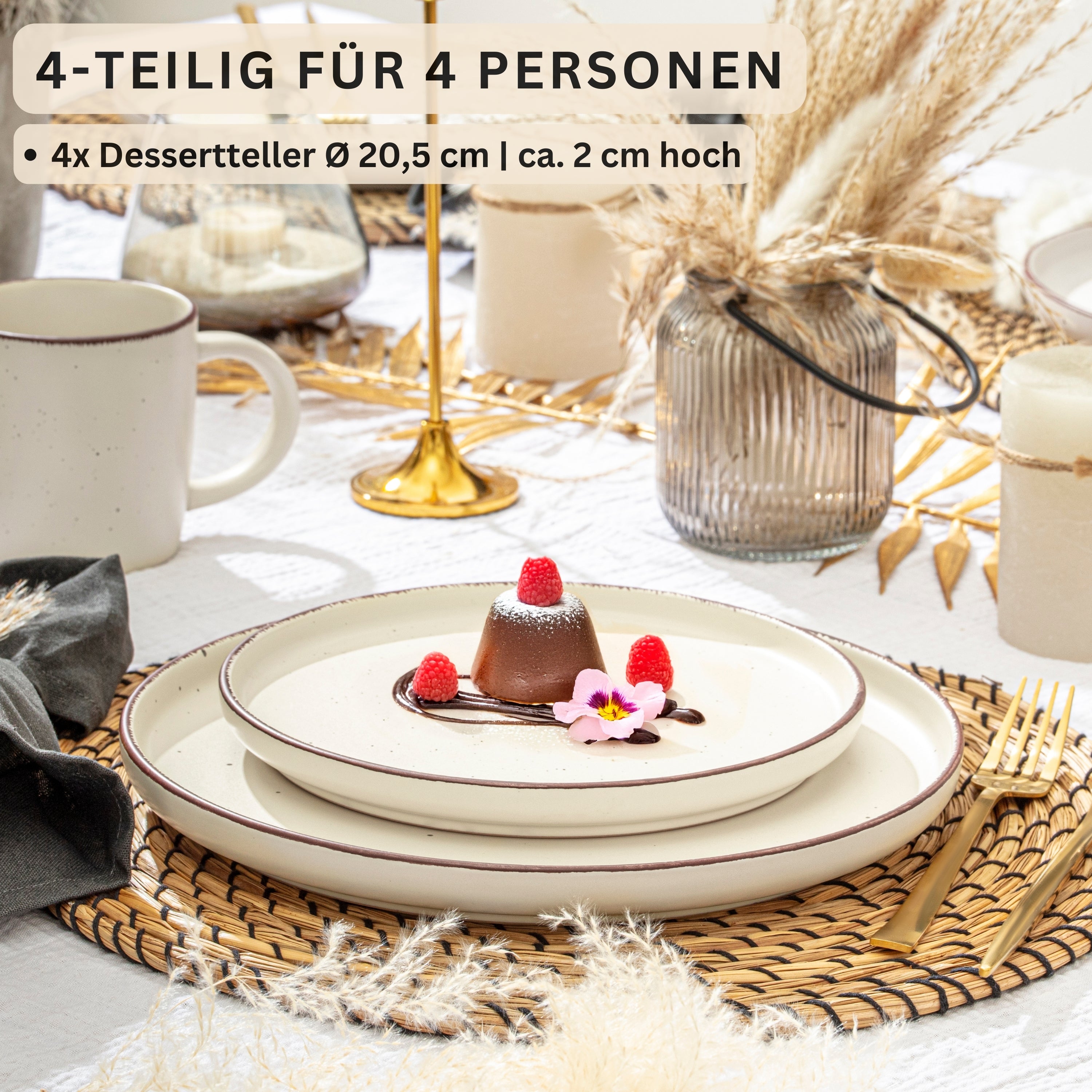 SÄNGER Steingut Dessertteller Bombay Beach 4 teilig