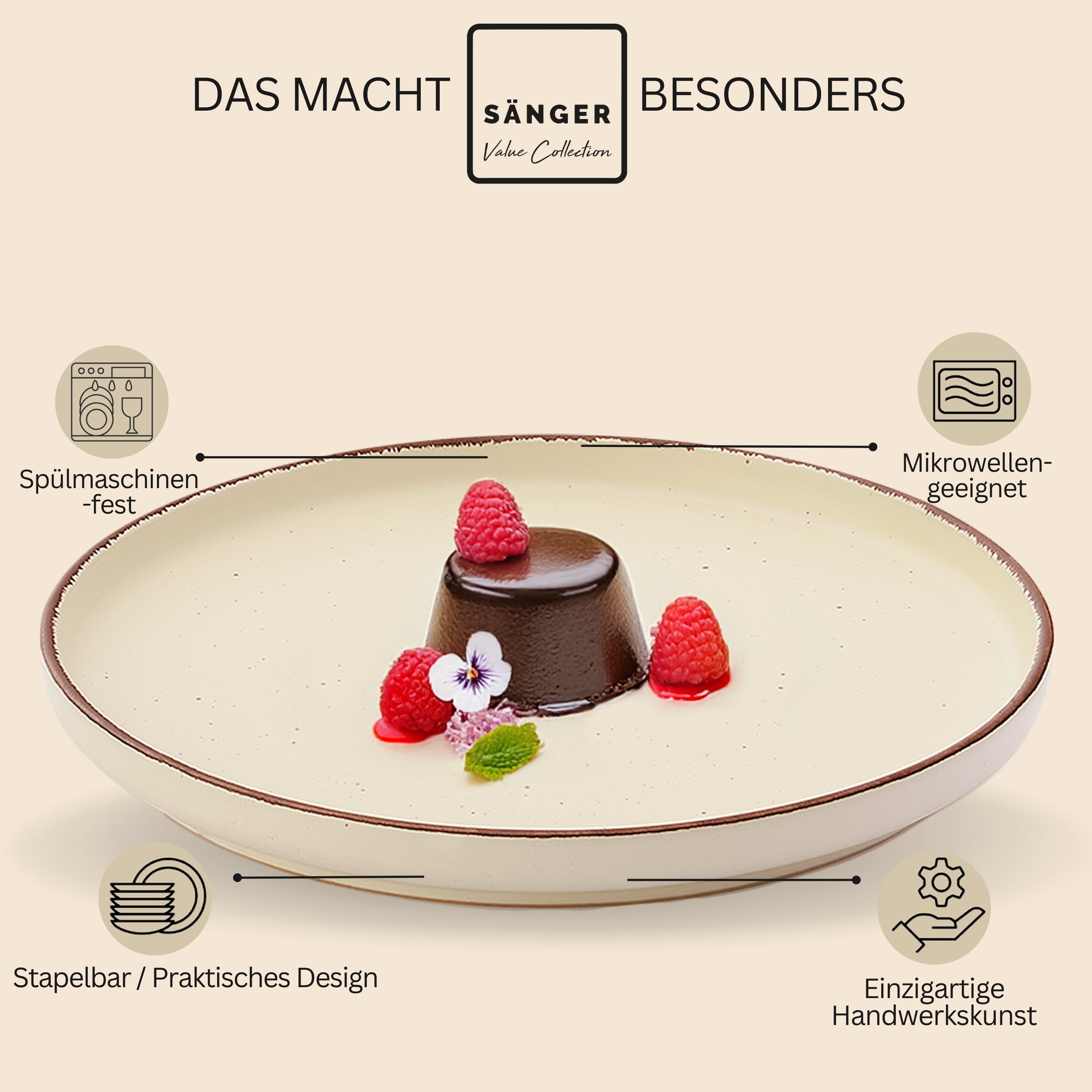 SÄNGER Steingut Dessertteller Bombay Beach 4 teilig