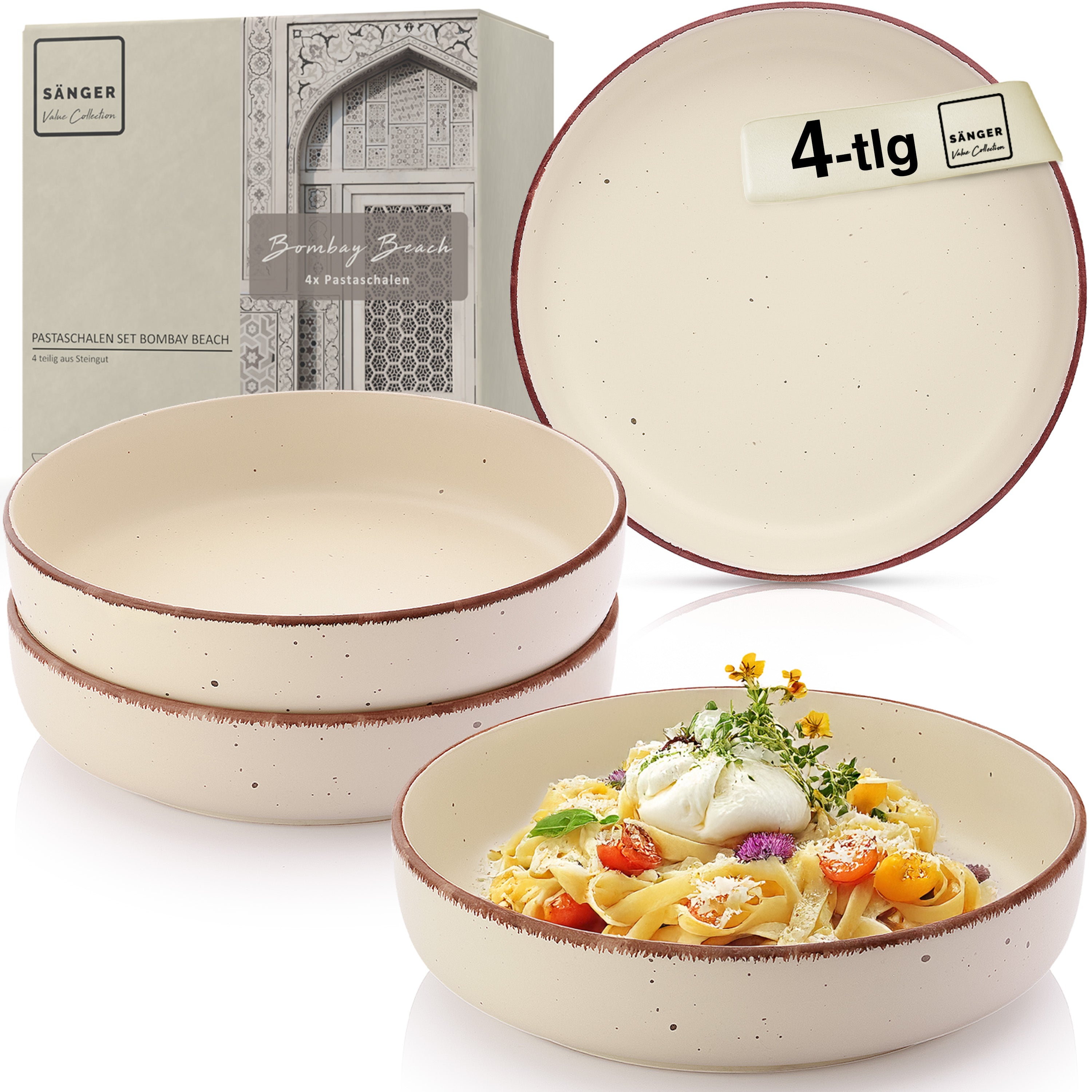 SÄNGER Steingut Pastaschalen Bombay Beach 4 teilig