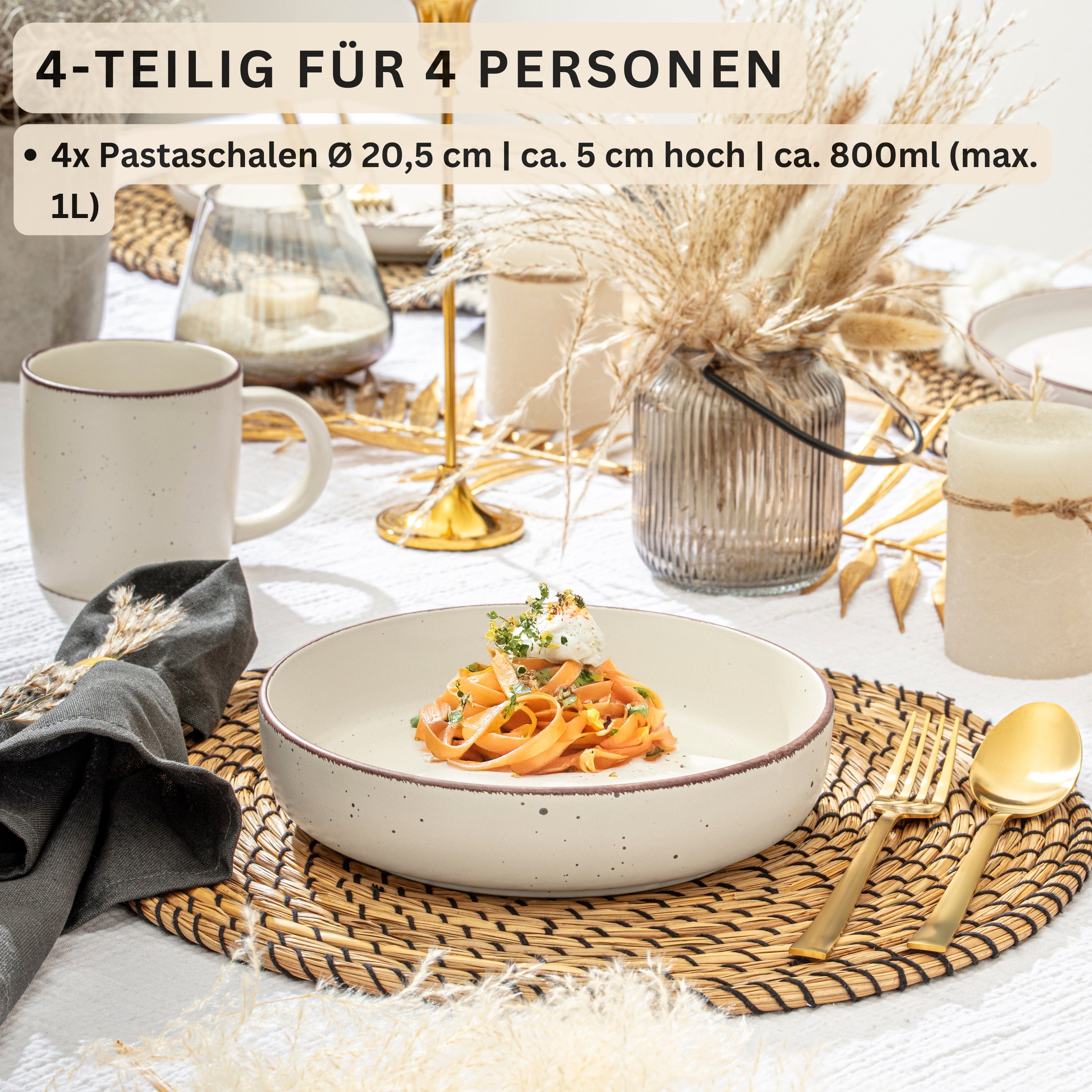 SÄNGER Steingut Pastaschalen Bombay Beach 4 teilig