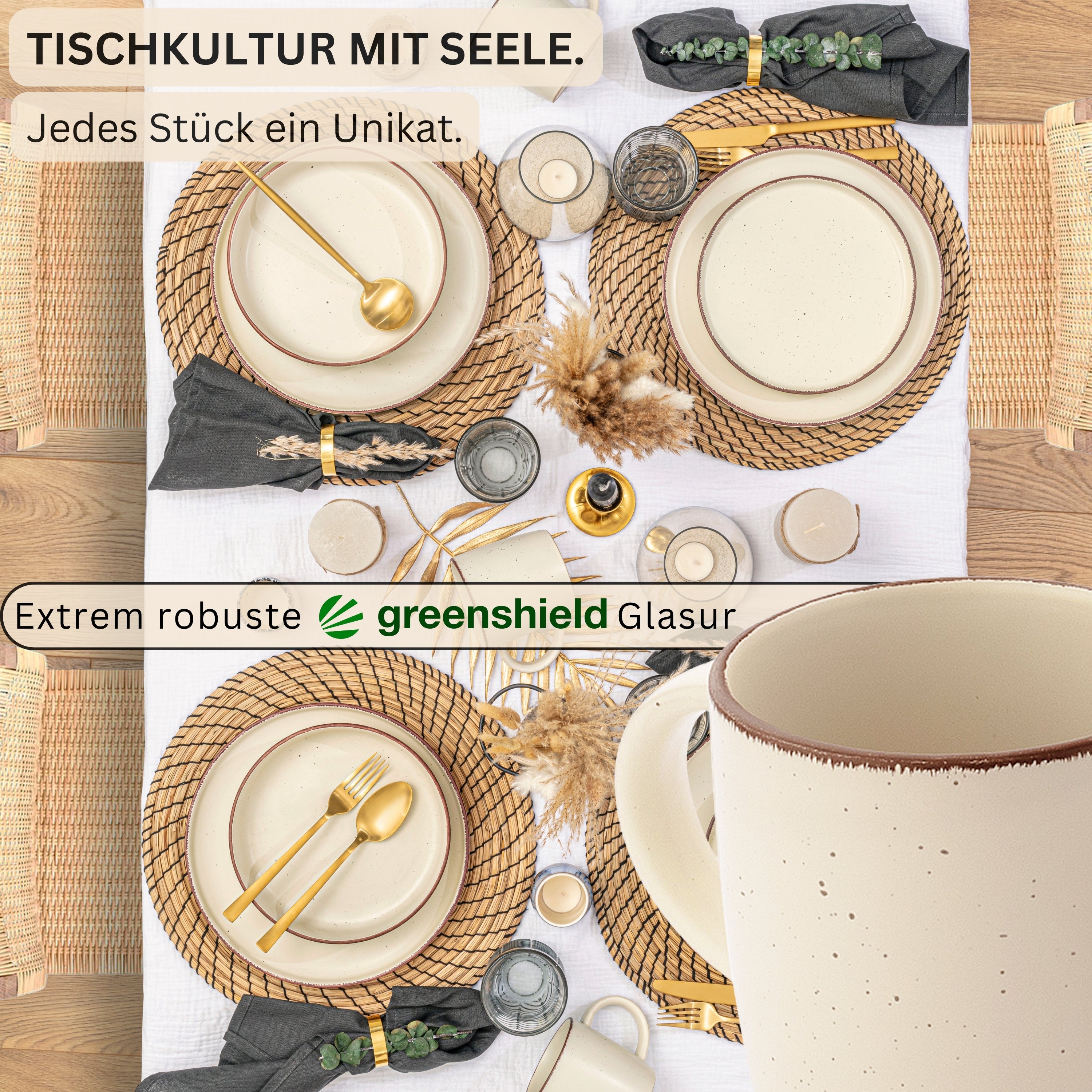 SÄNGER Steingut Kaffeebecher Bombay Beach 4 teilig
