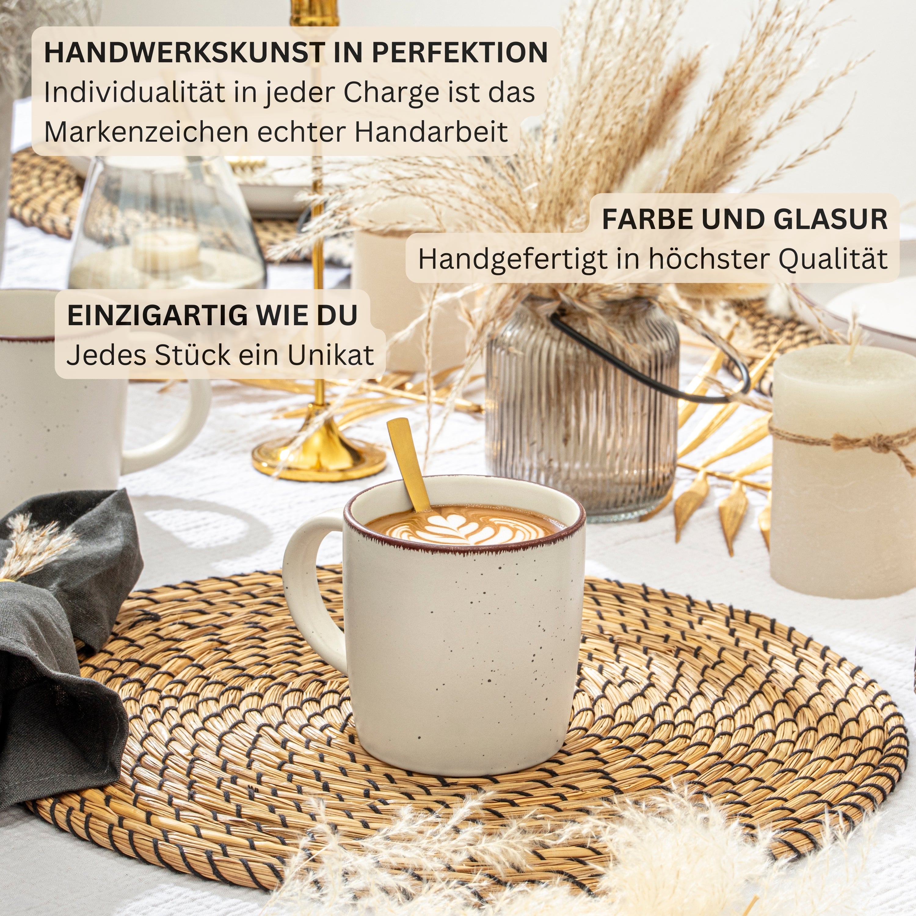SÄNGER Steingut Kaffeebecher Bombay Beach 4 teilig