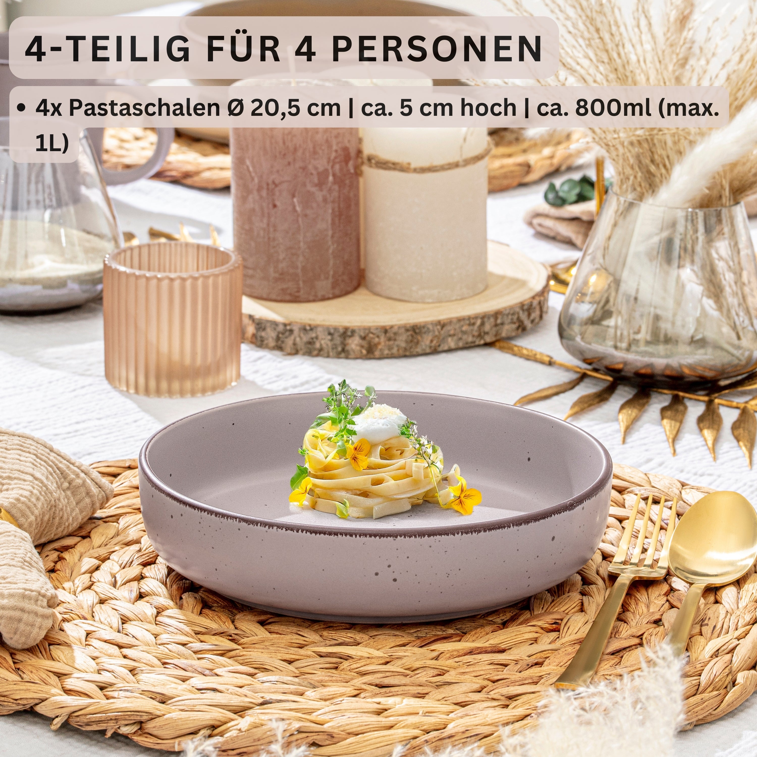 SÄNGER Steingut Pastaschalen Bombay Basalt 4 teilig