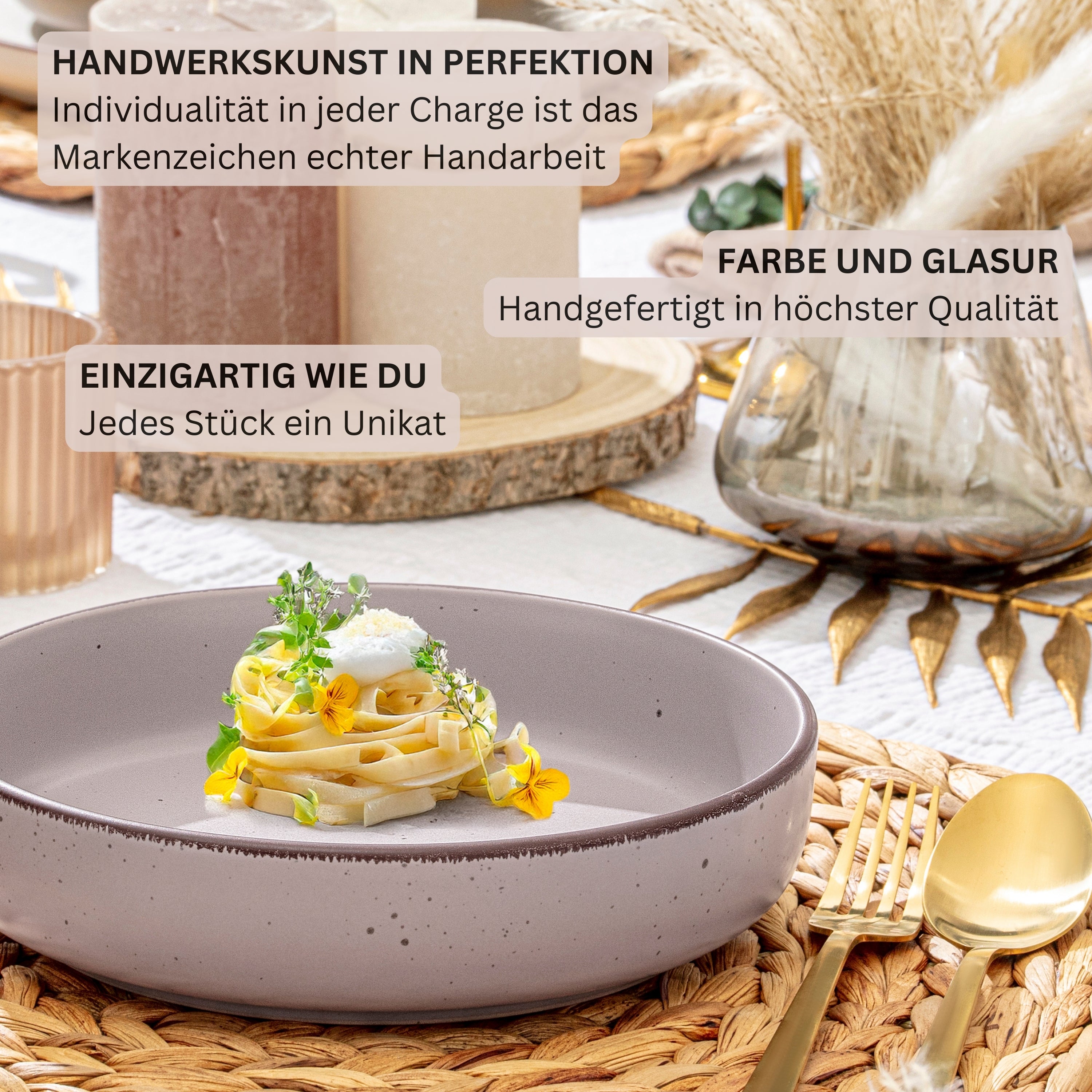 SÄNGER Steingut Pastaschalen Bombay Basalt 4 teilig