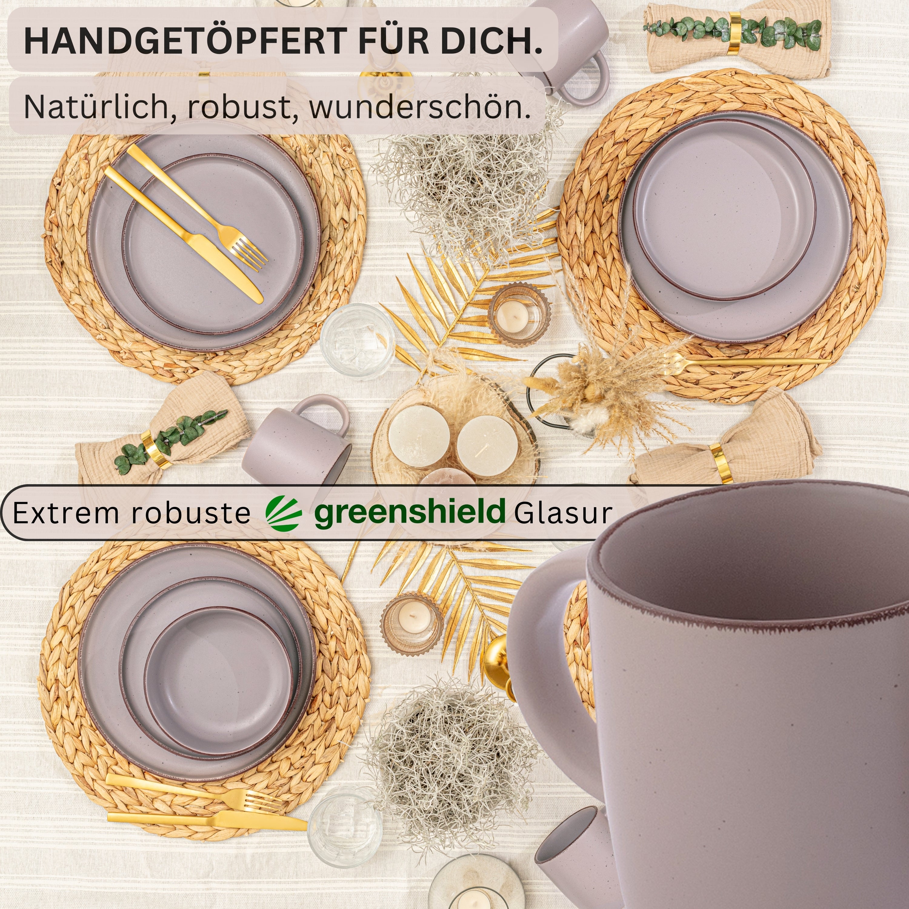 SÄNGER Steingut Kaffeebecher Bombay Basalt 4 teilig