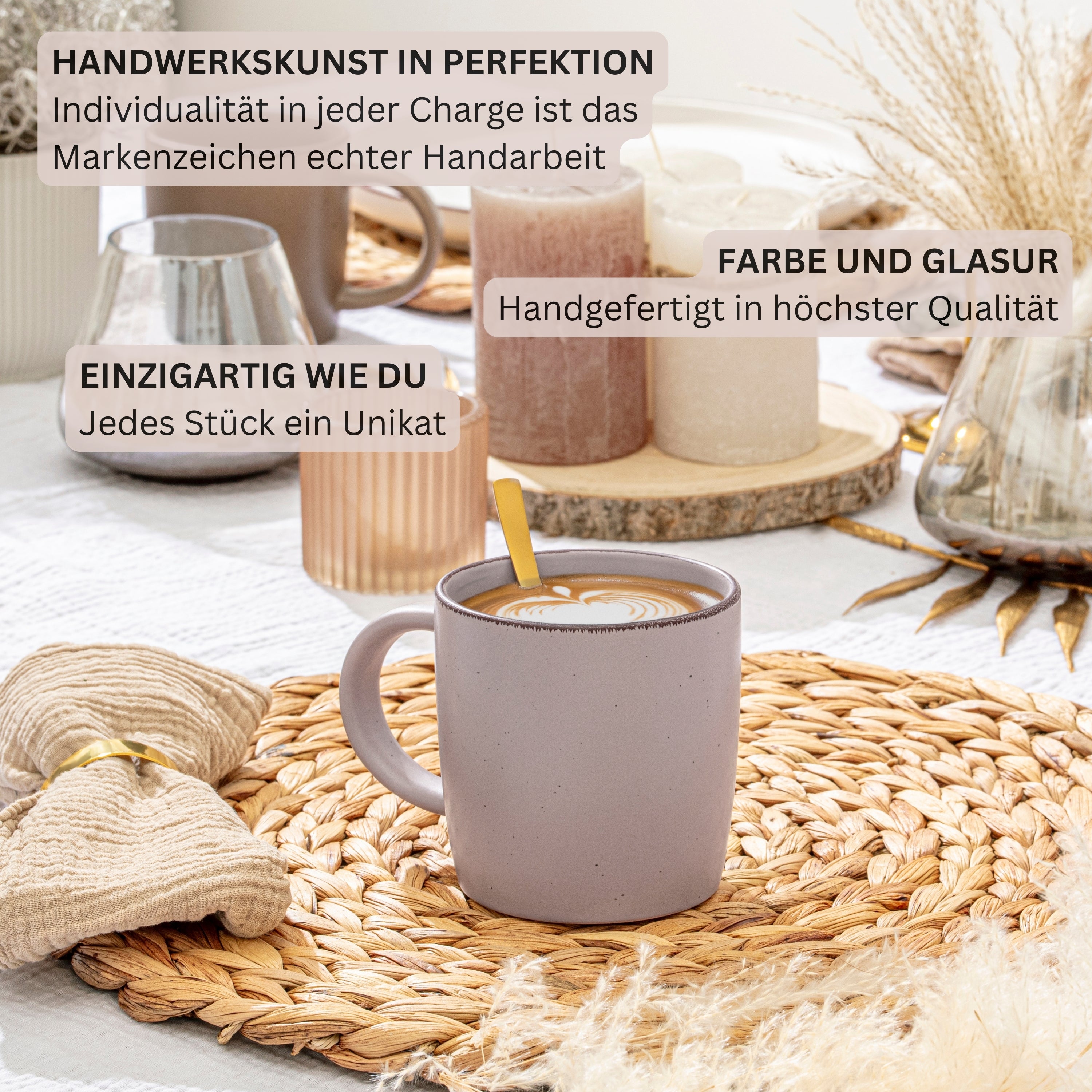 SÄNGER Steingut Kaffeebecher Bombay Basalt 4 teilig