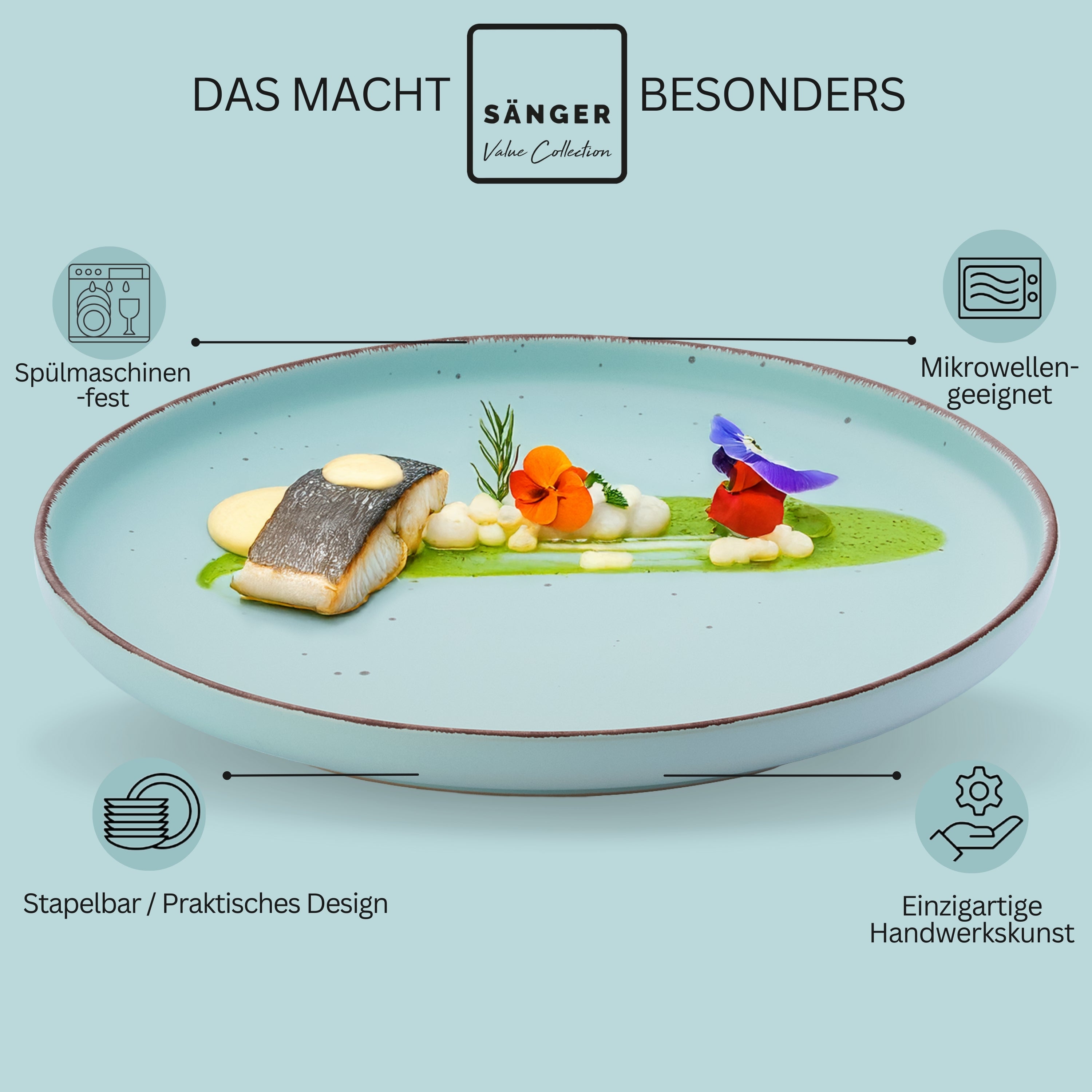 SÄNGER Steingut Speiseteller Bombay Breeze 4 teilig