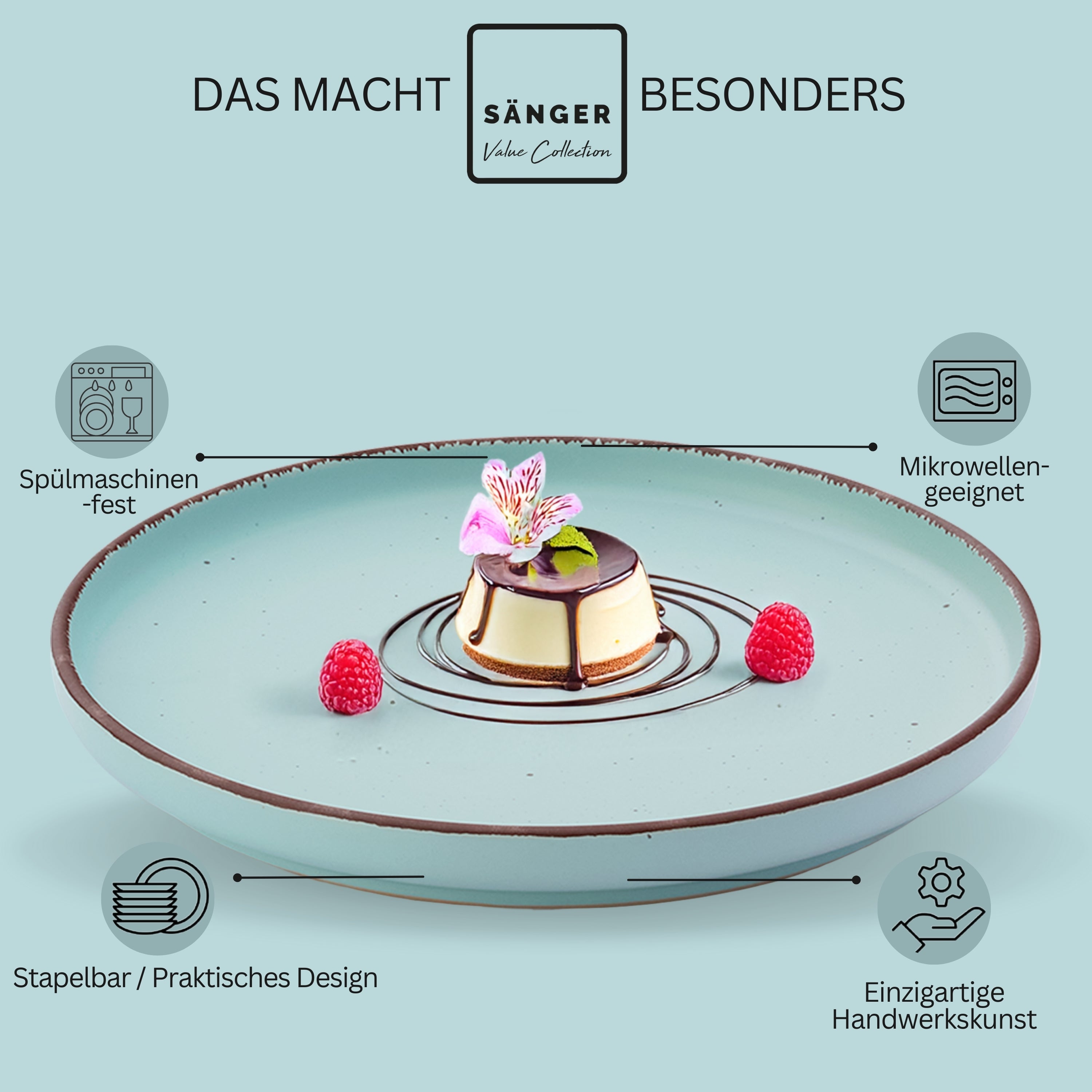 SÄNGER Steingut Dessertteller Bombay Breeze 4 teilig