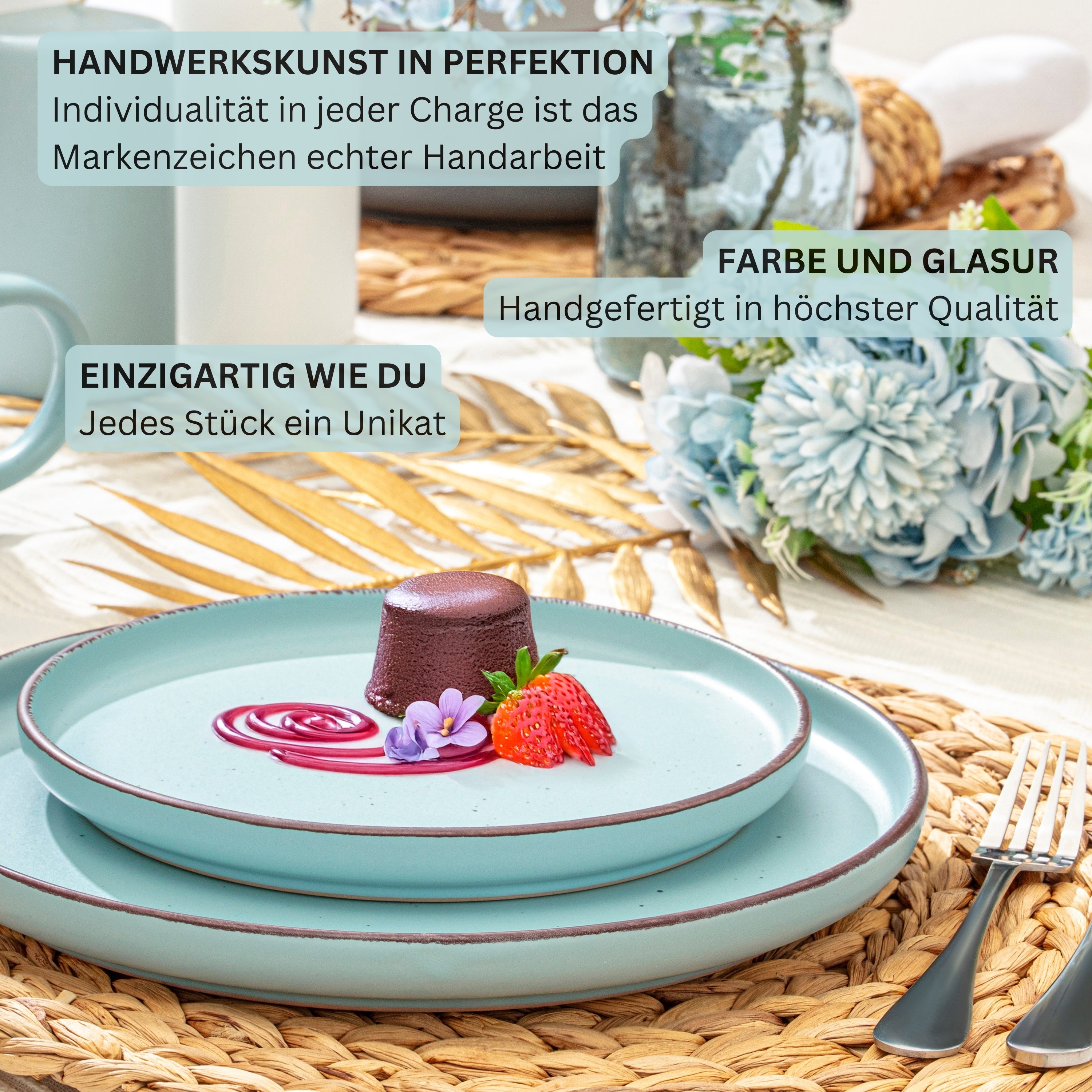 SÄNGER Steingut Dessertteller Bombay Breeze 4 teilig