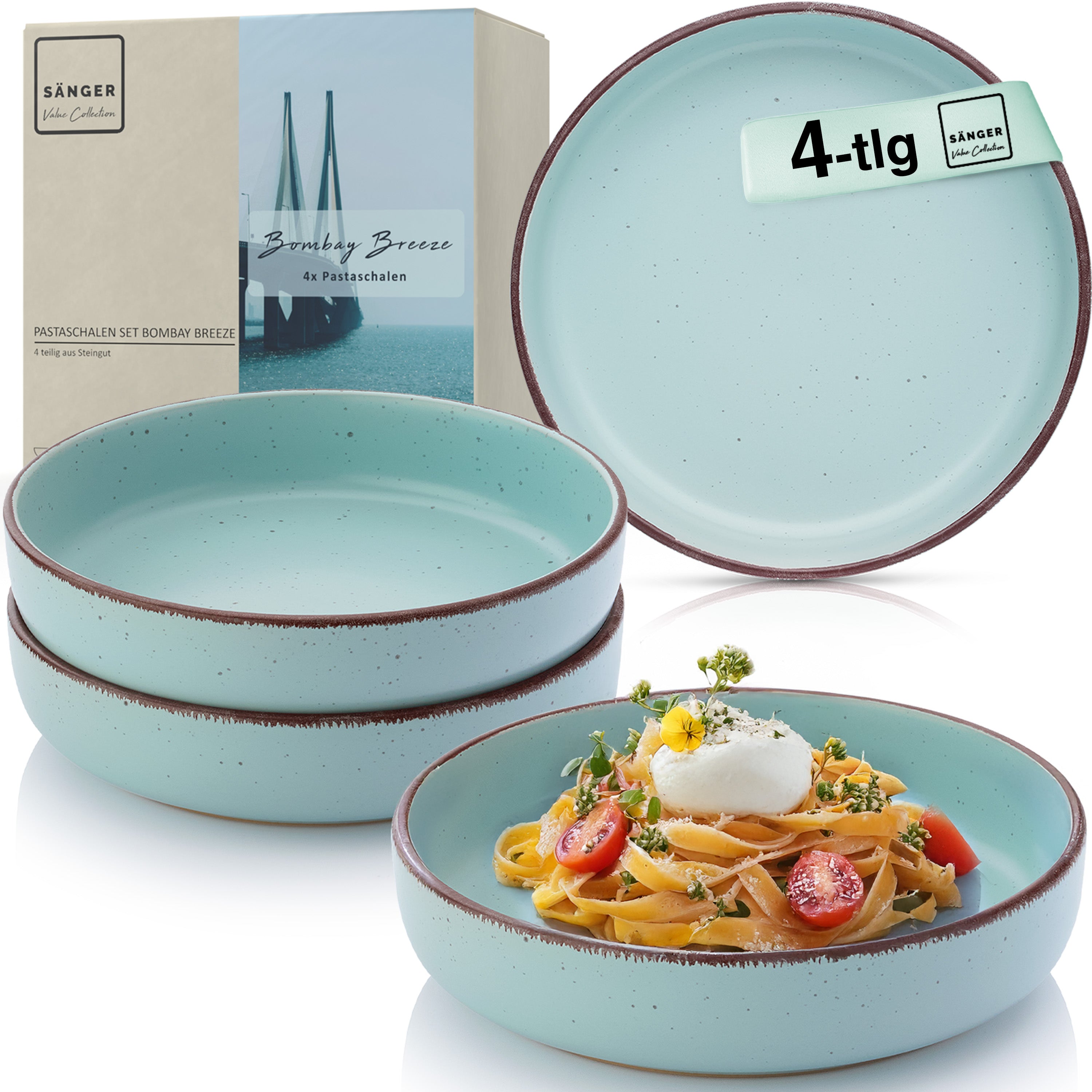 SÄNGER Steingut Pastaschalen Bombay Breeze 4 teilig