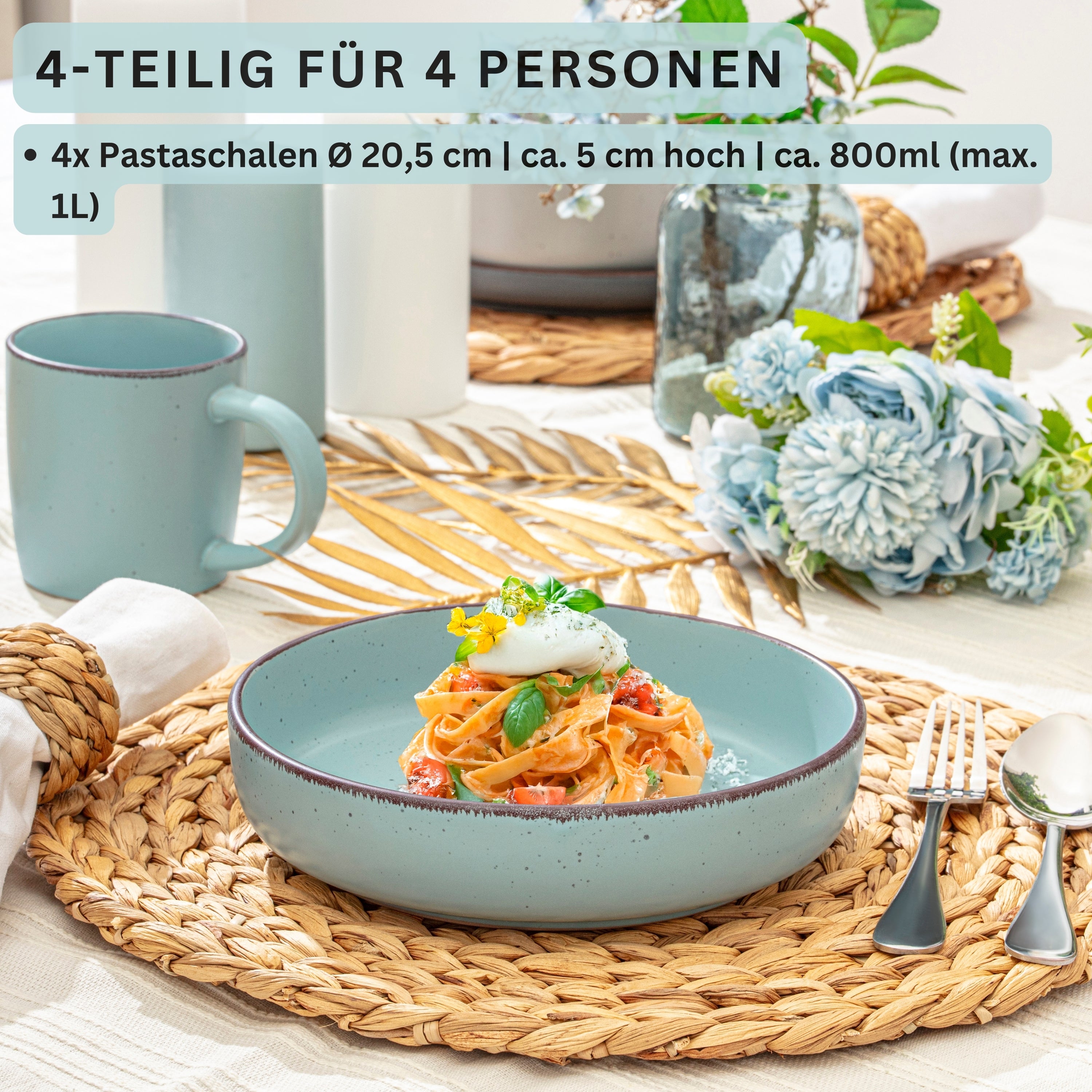 SÄNGER Steingut Pastaschalen Bombay Breeze 4 teilig